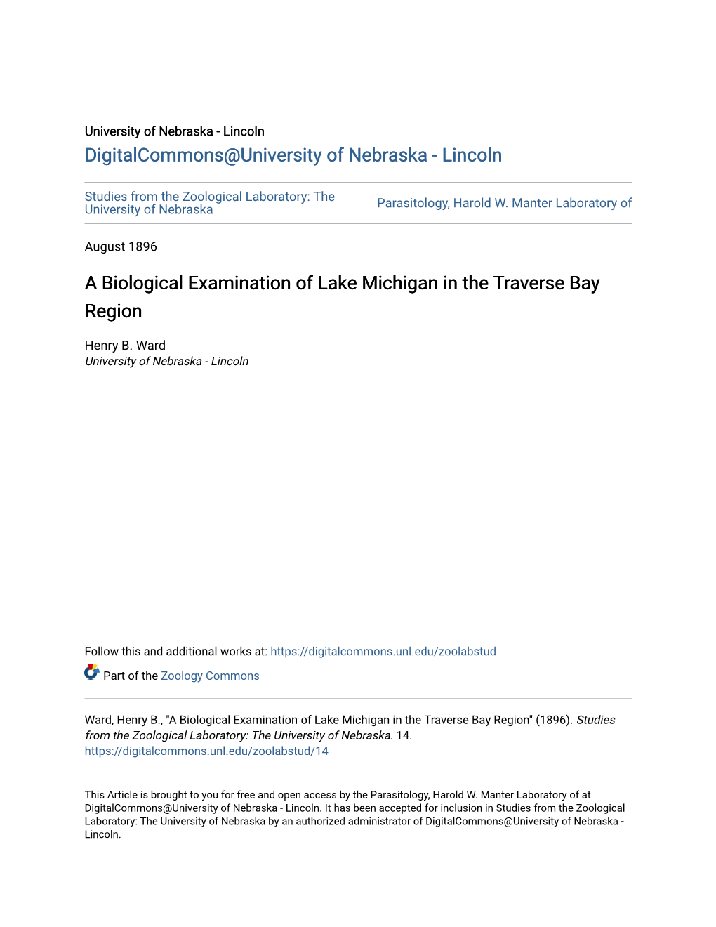 A Biological Examination of Lake Michigan in the Traverse Bay Region