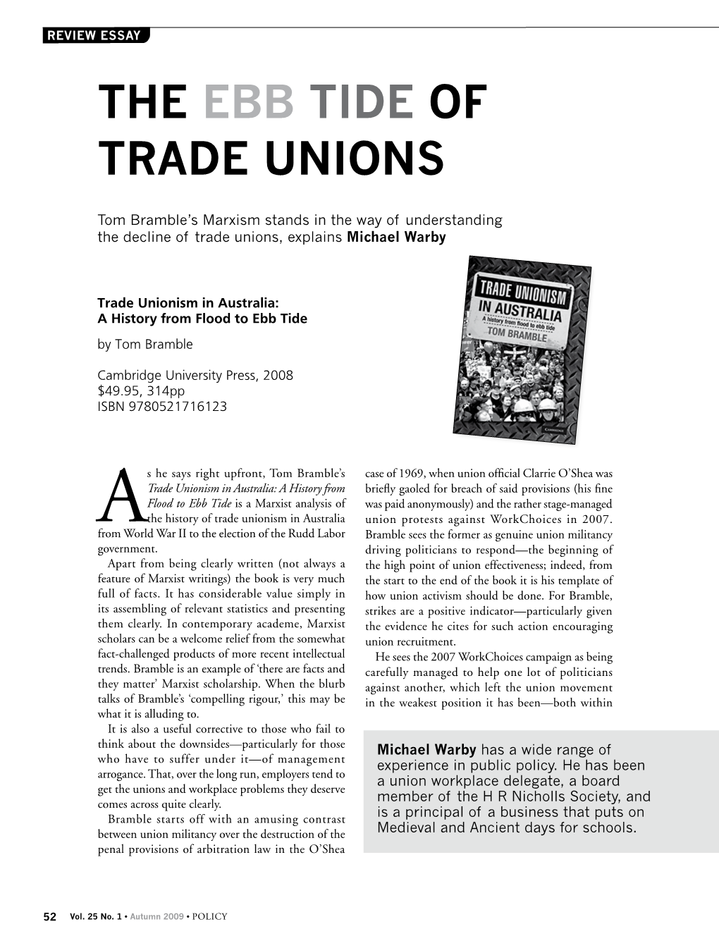 The Ebb Tide of Trade Unions