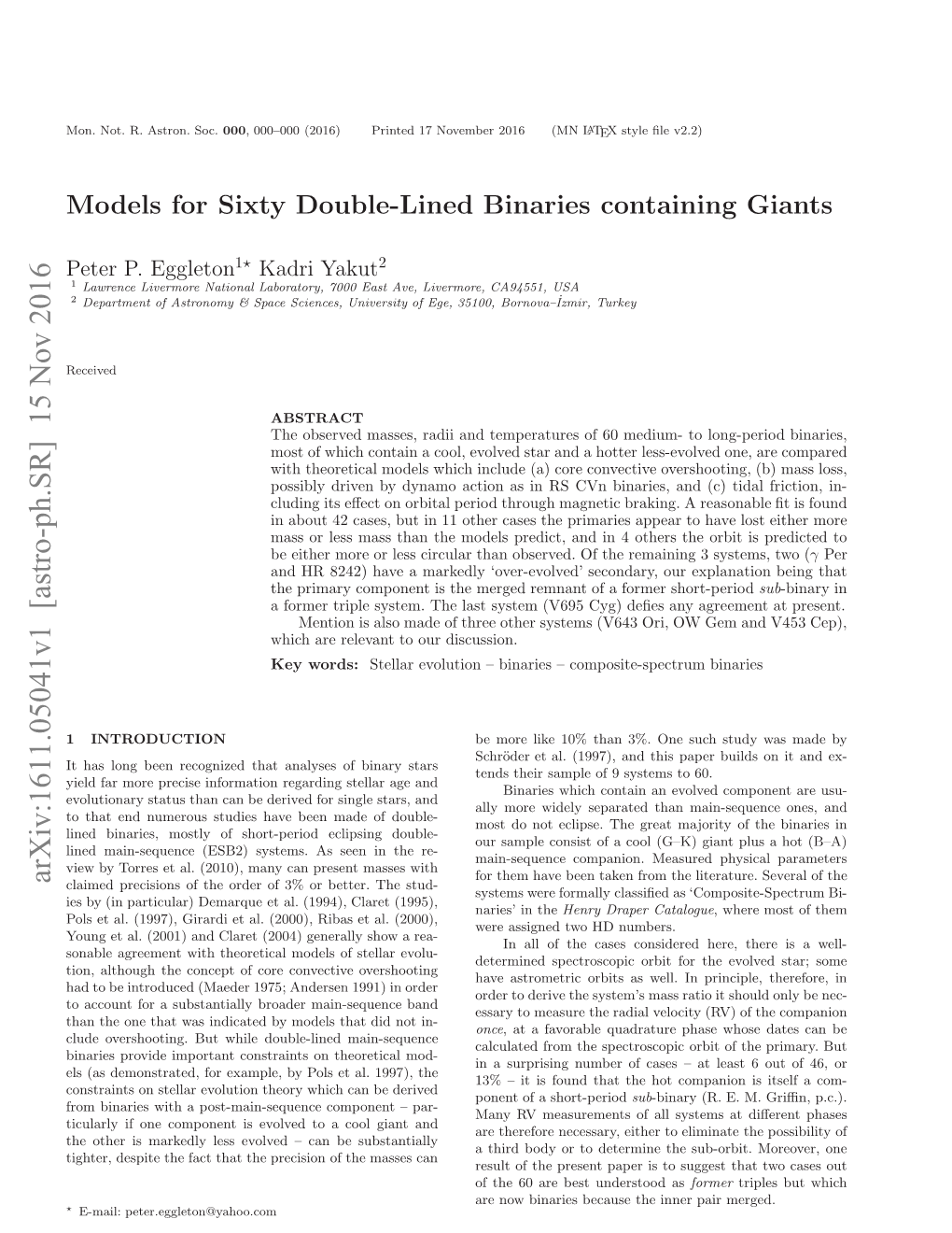 Models for Sixty Double-Lined Binaries Containing Giants