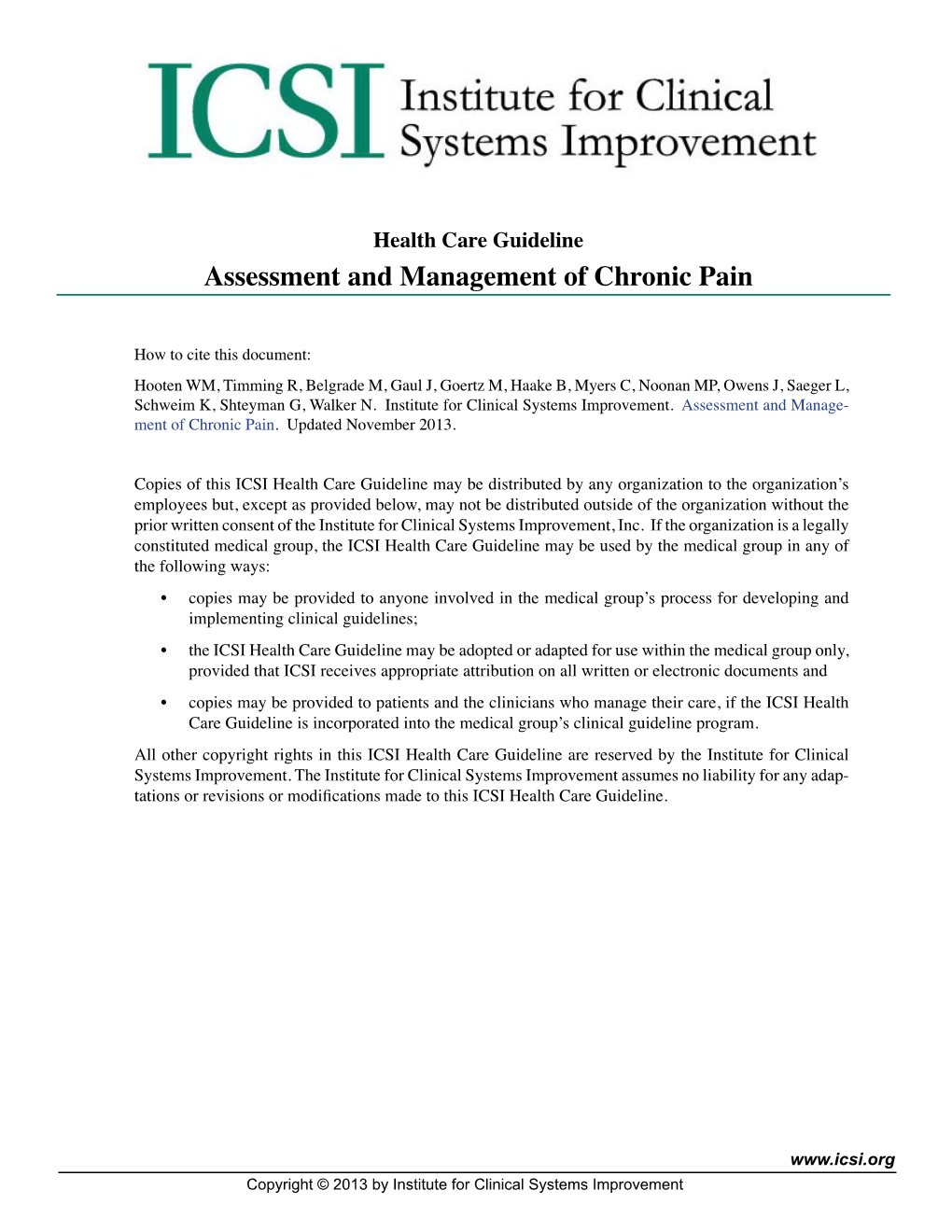 Assessment and Management of Chronic Pain