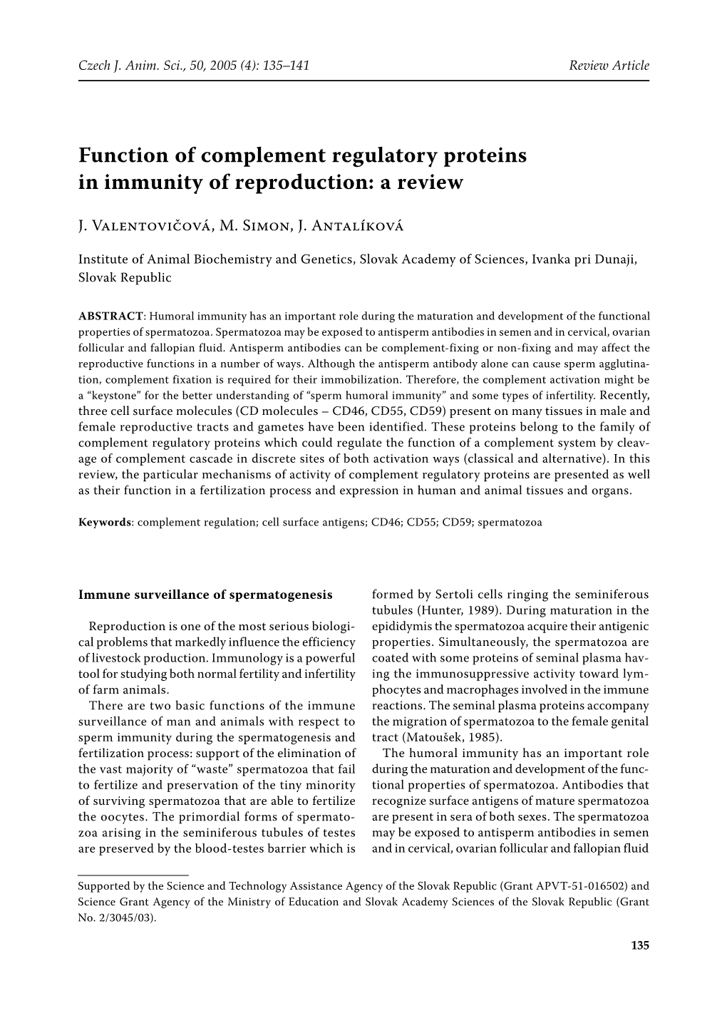 Function of Complement Regulatory Proteins in Immunity of Reproduction: a Review