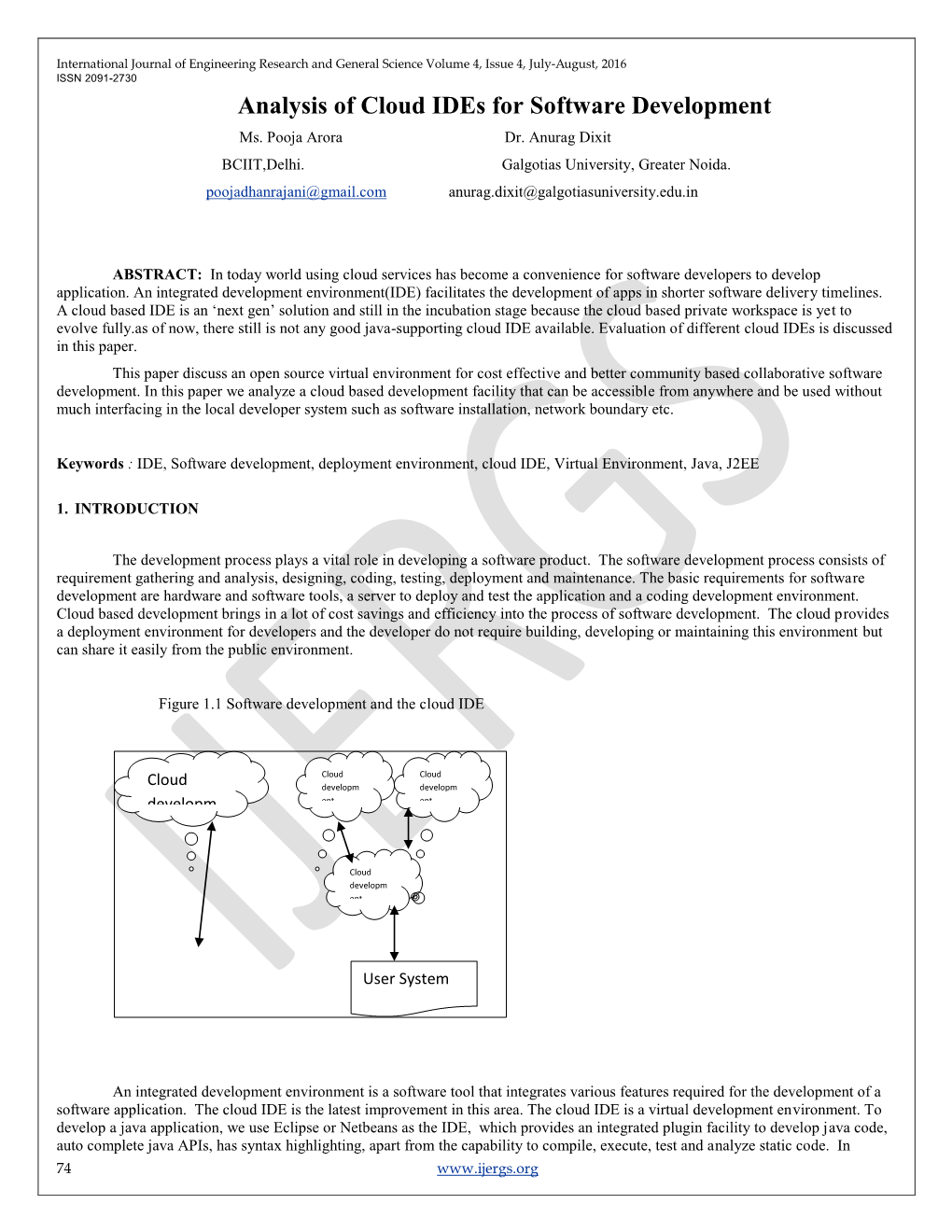 Analysis of Cloud Ides for Software Development Ms