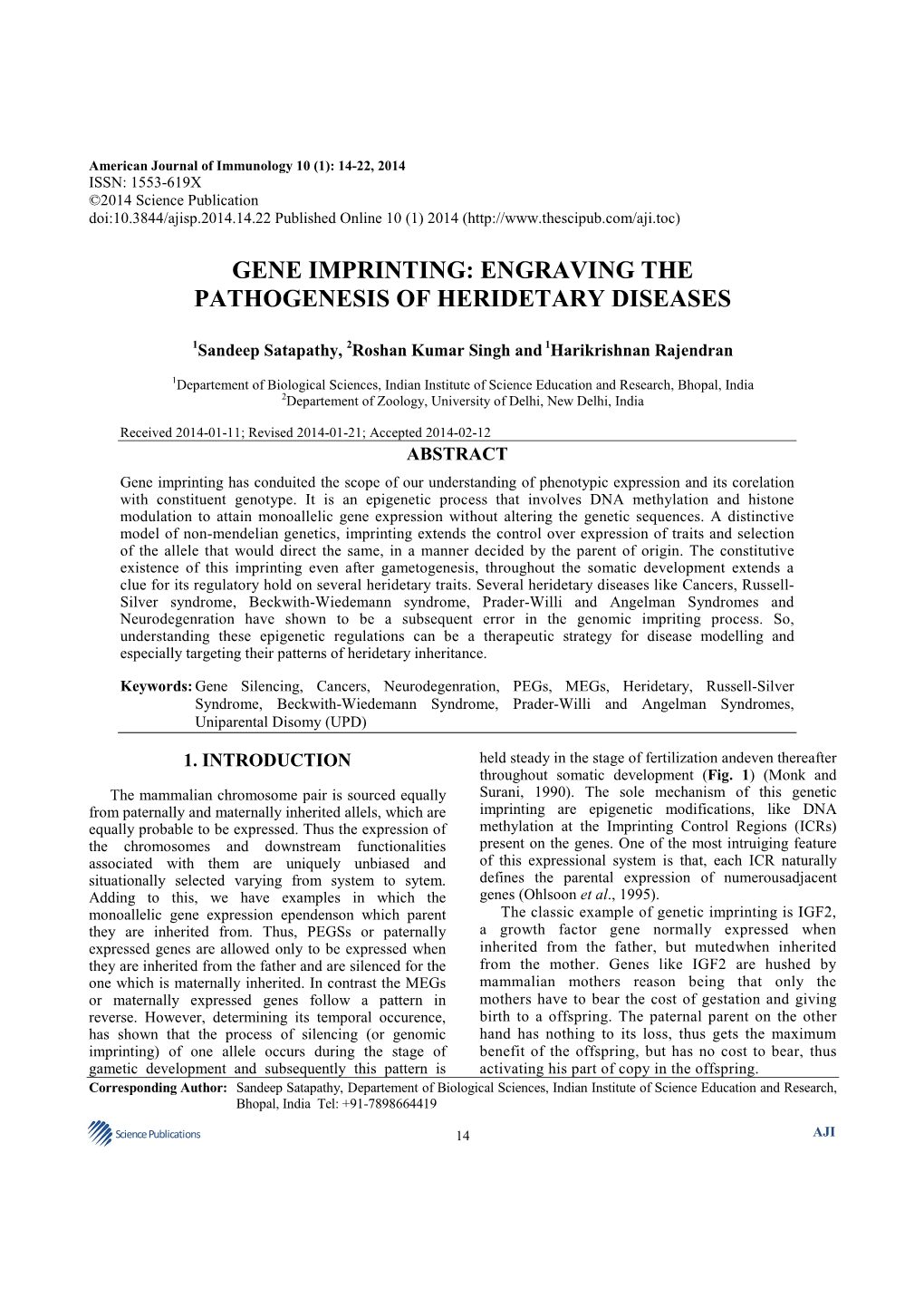 Gene Imprinting: Engraving the Pathogenesis of Heridetary Diseases