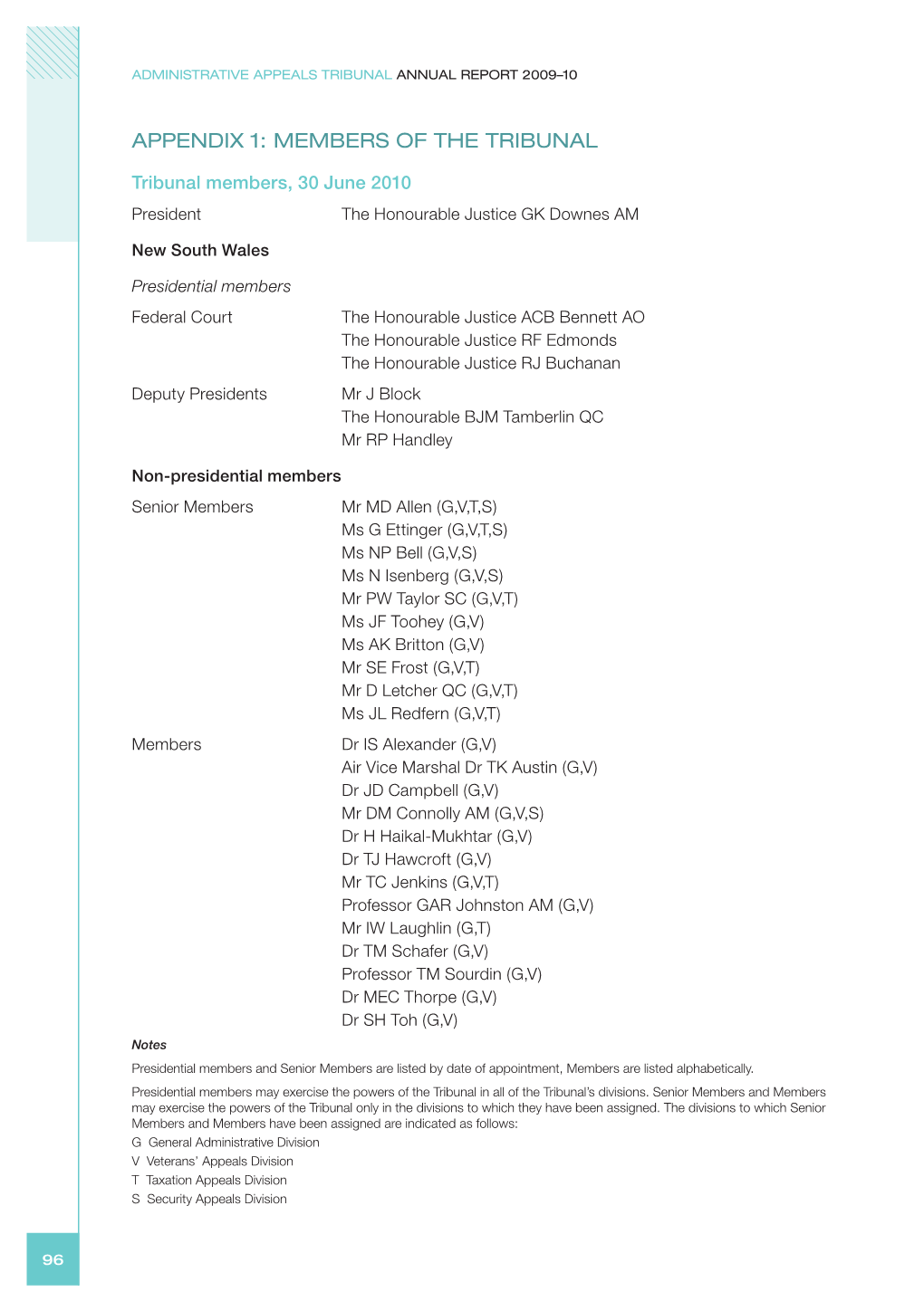 AAT Annual Report 2009-10 Appendix 1 Members of the Tribunal [PDF