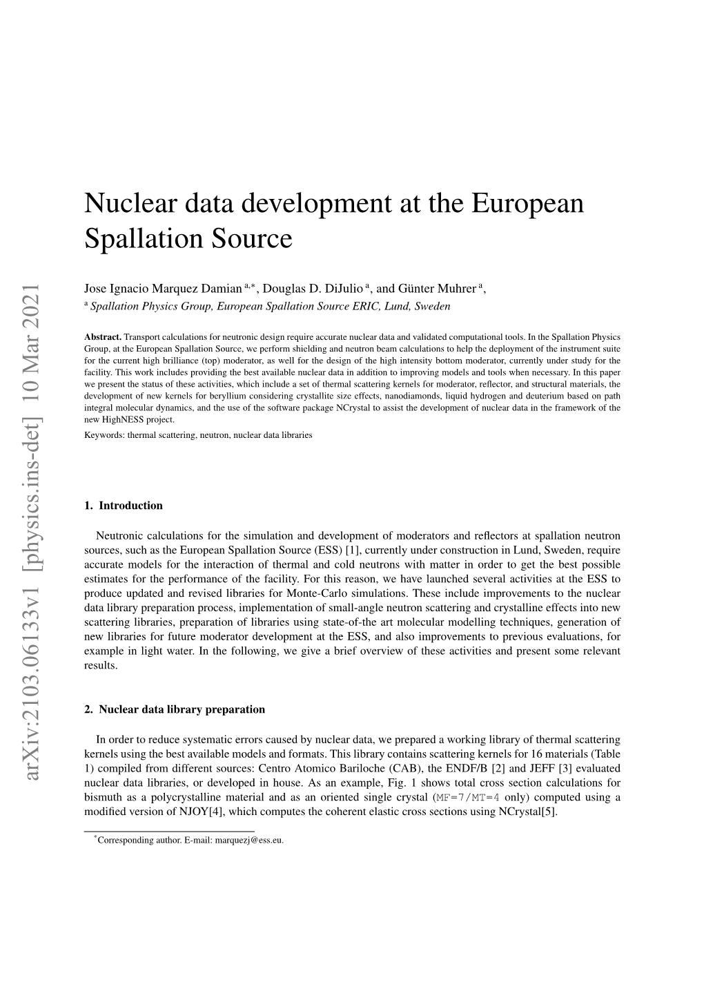 Nuclear Data Development at the European Spallation Source