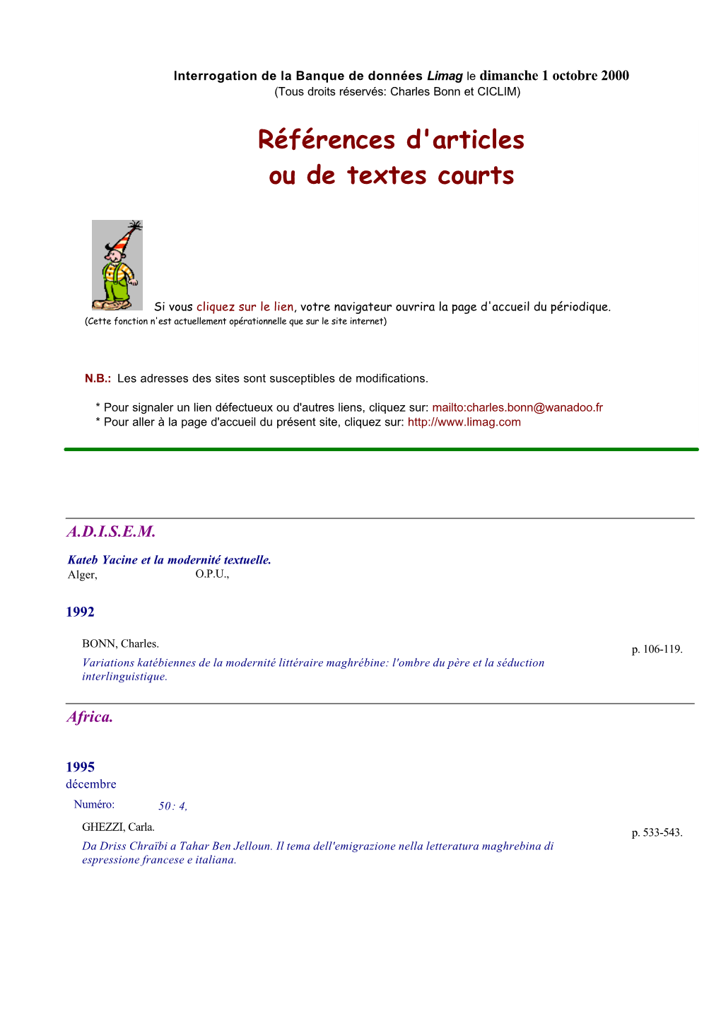 Références D'articles Ou De Textes Courts