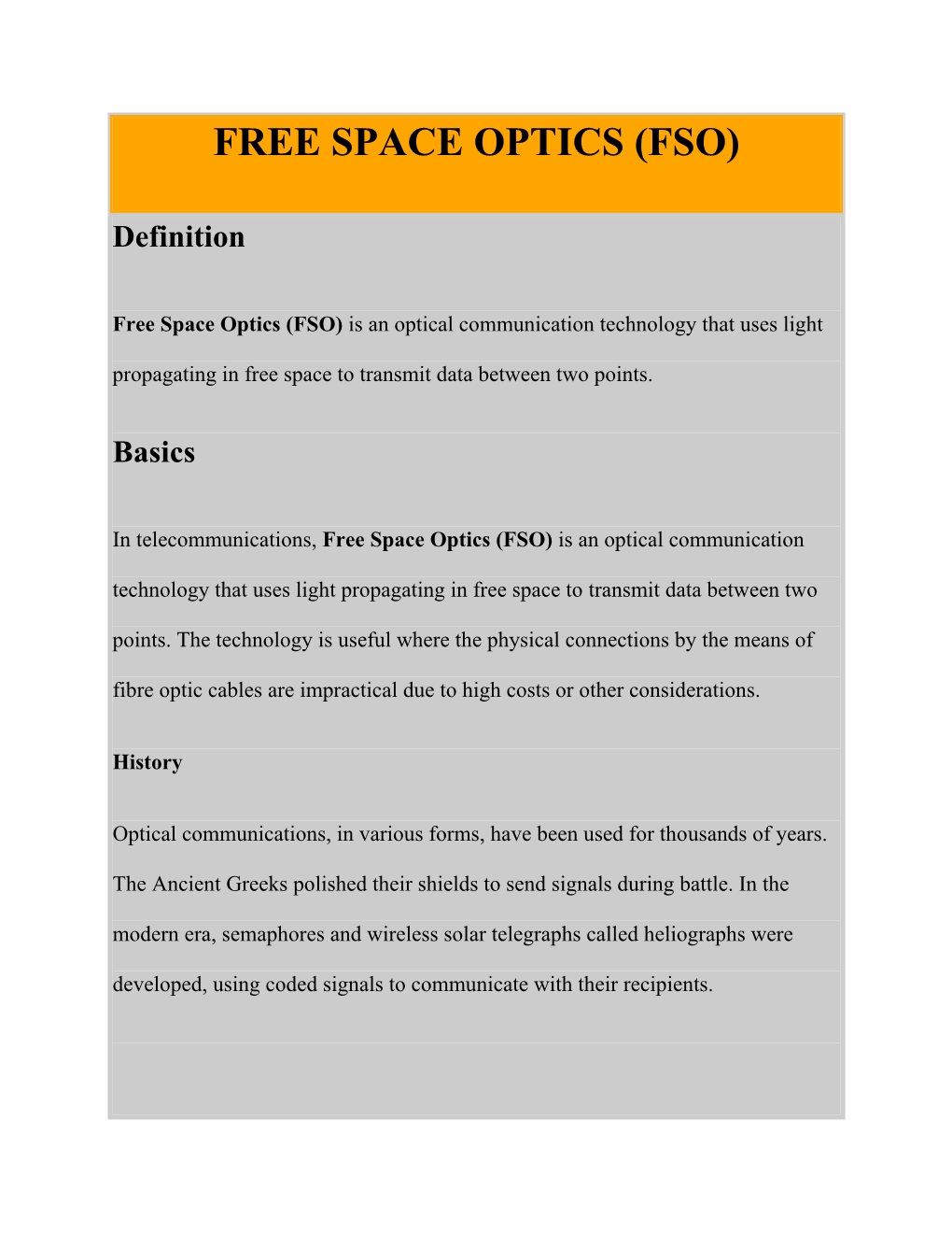 Free Space Optics (Fso)