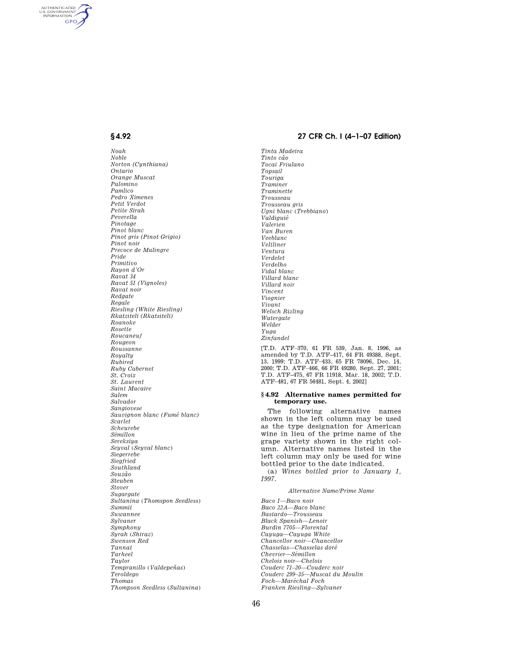 27 CFR Ch. I (4–1–07 Edition) § 4.92