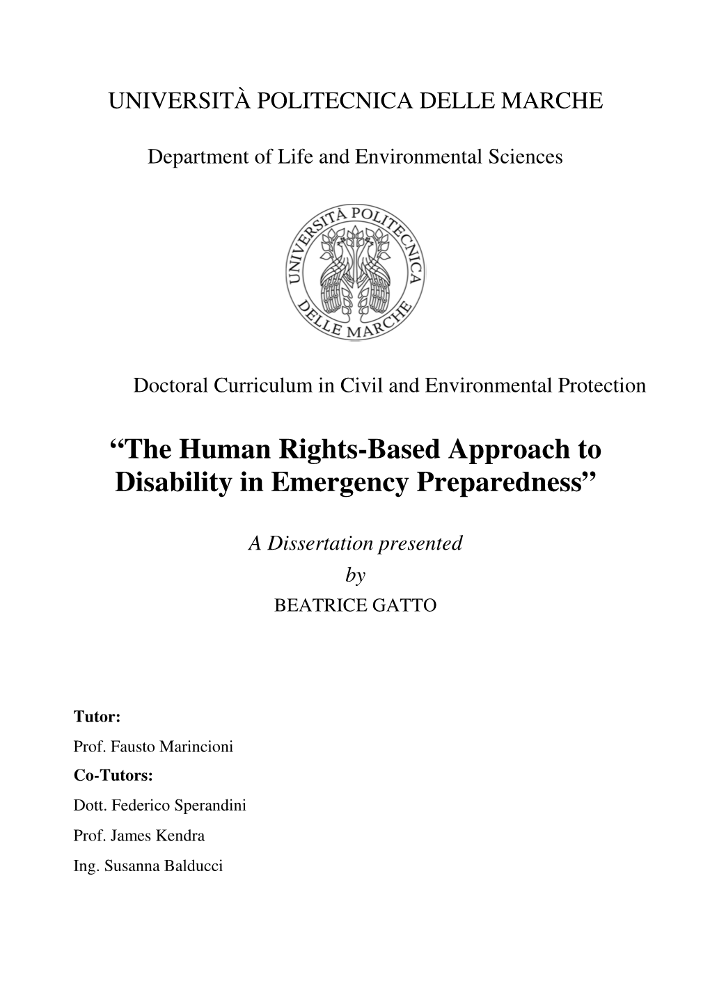 “The Human Rights-Based Approach to Disability in Emergency Preparedness”
