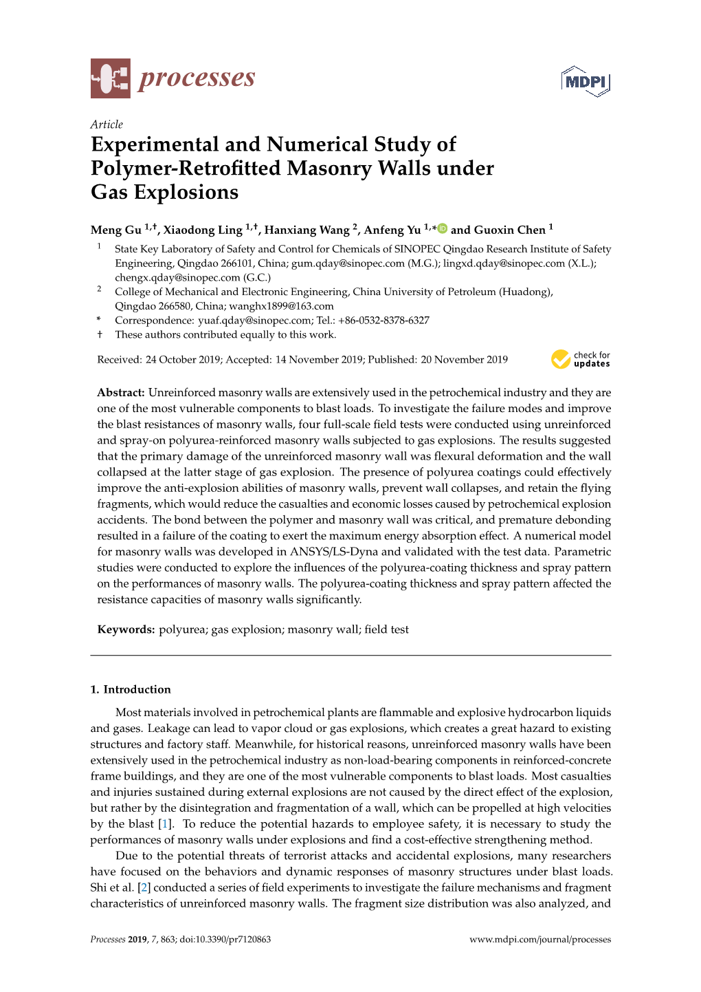 Experimental and Numerical Study of Polymer-Retrofitted Masonry Walls