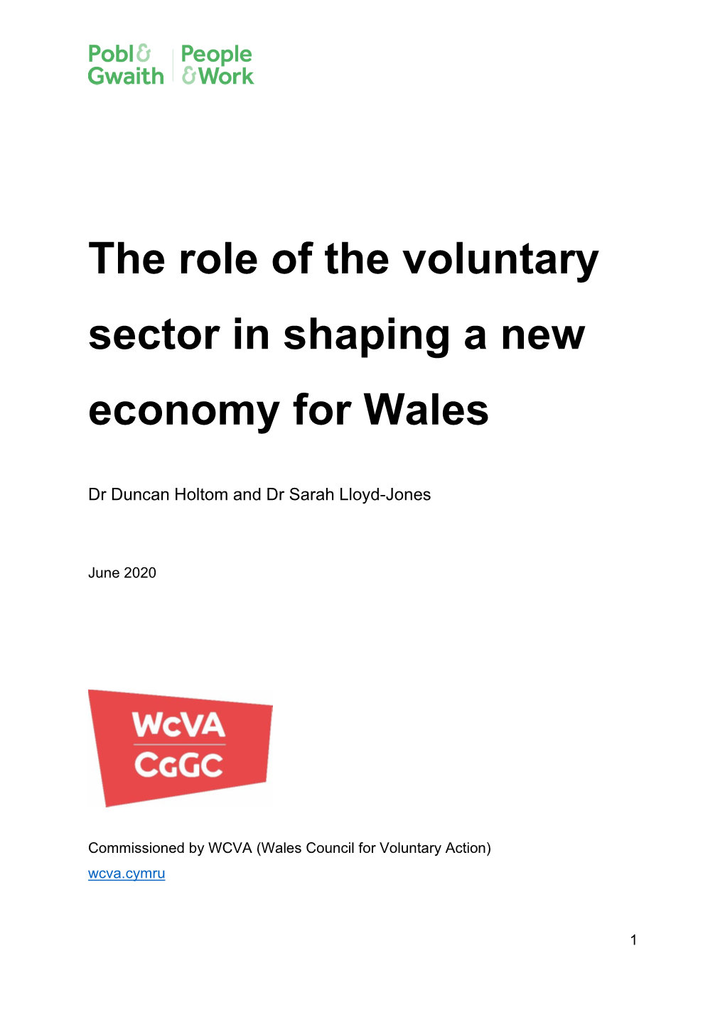 The Role of the Voluntary Sector in Shaping a New Economy for Wales