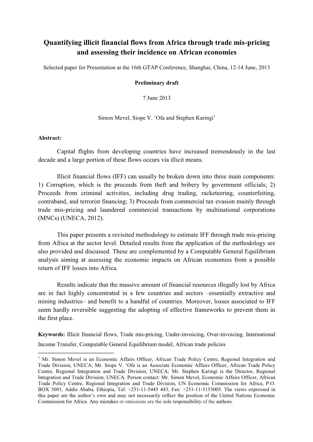 Quantifying Illicit Financial Flows from Africa Through Trade Mis-Pricing and Assessing Their Incidence on African Economies