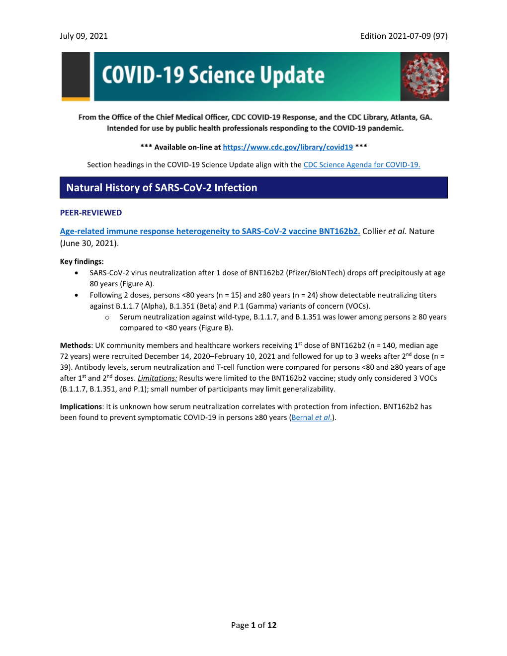 Natural History of SARS-Cov-2 Infection