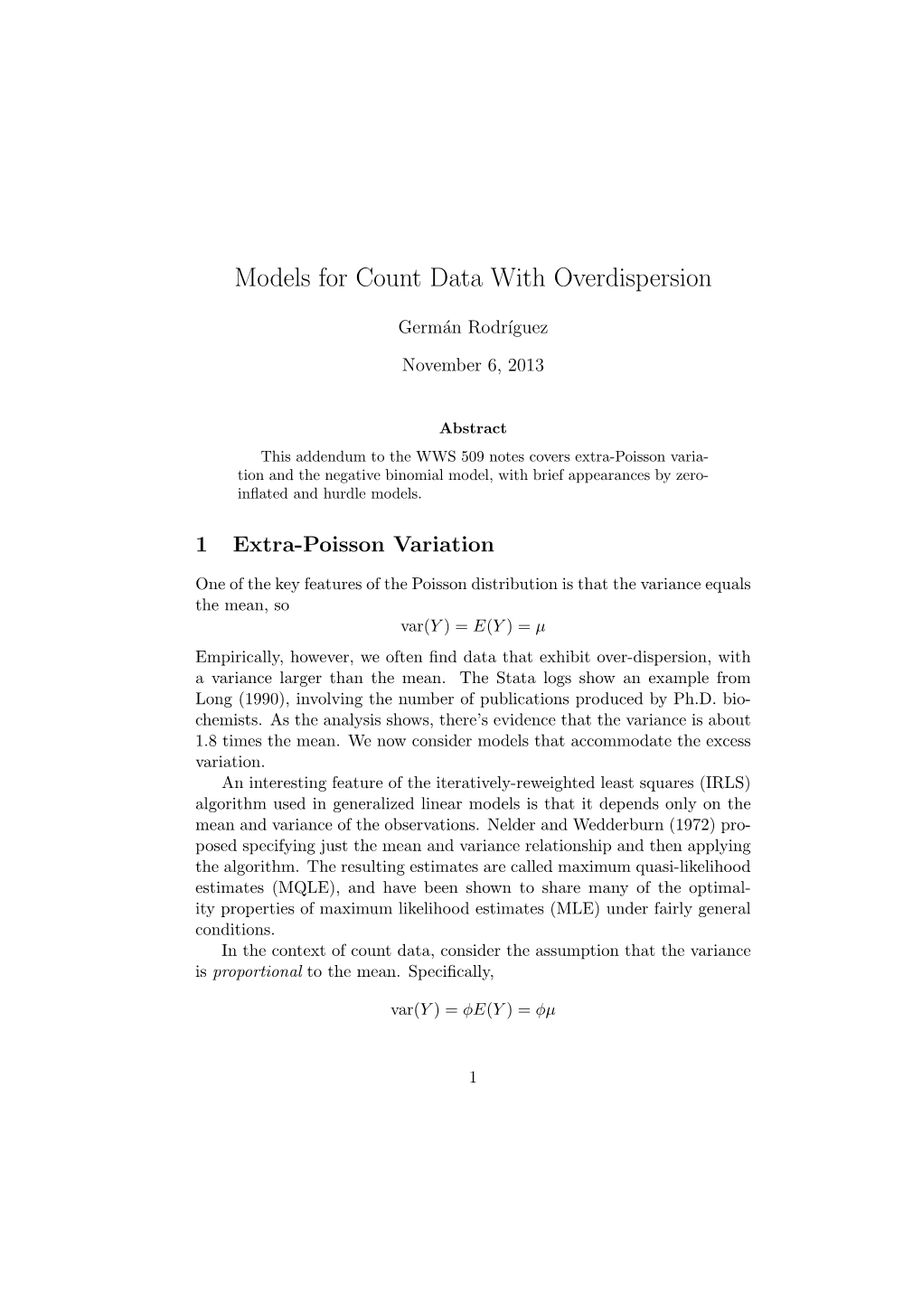 Models for Count Data with Overdispersion