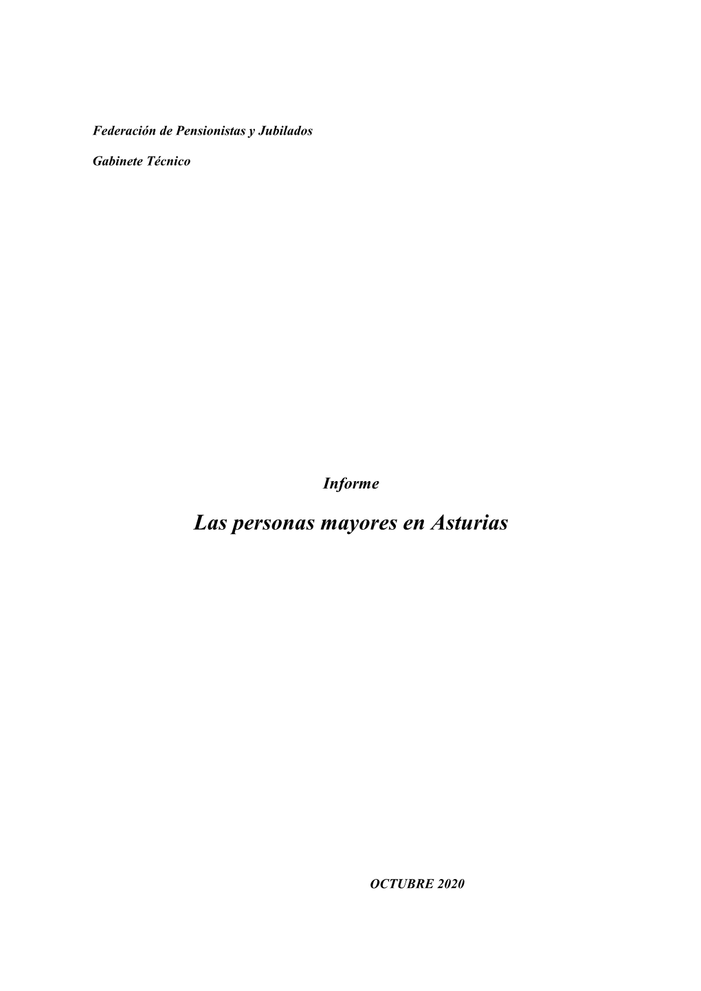 Informe De Las Personas Mayores En Asturias