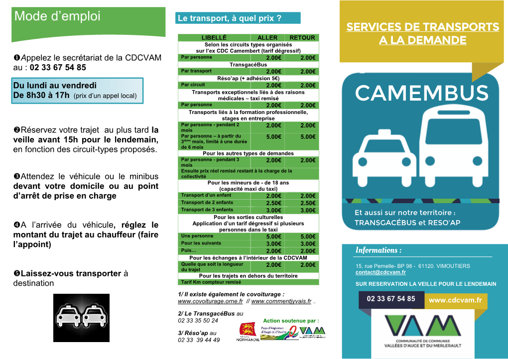 CAMEMBUS Par Personne 2.00€ 2.00€ Transports Liés À La Formation Professionnelle