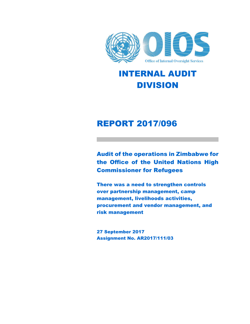 Internal Audit Division Report 2017/096