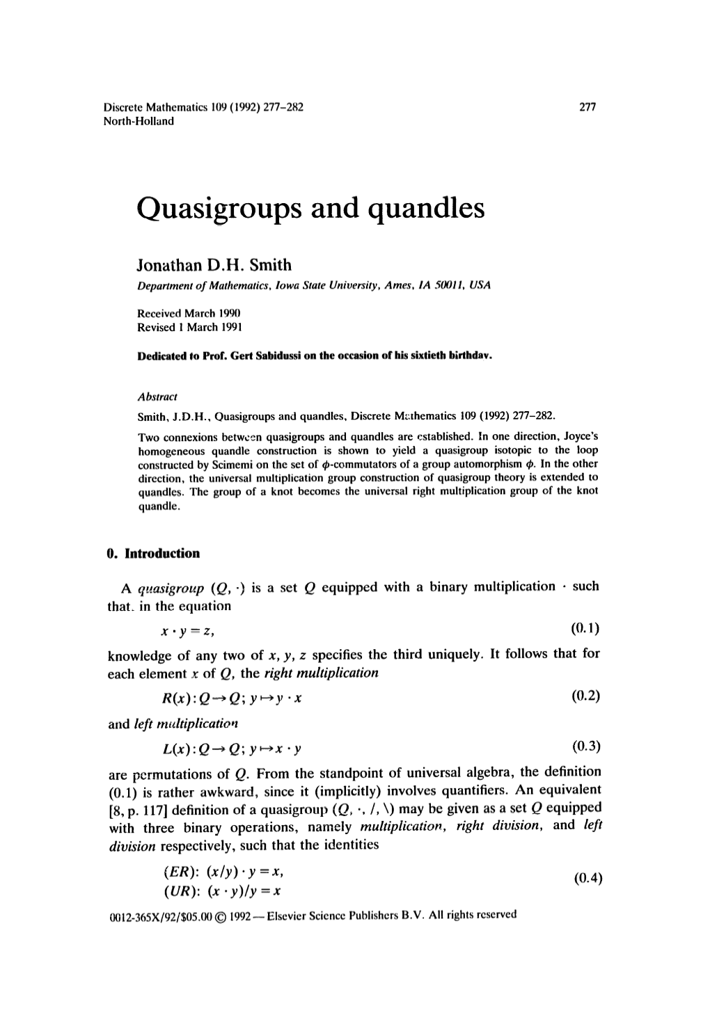 Quasigroups and Quandles