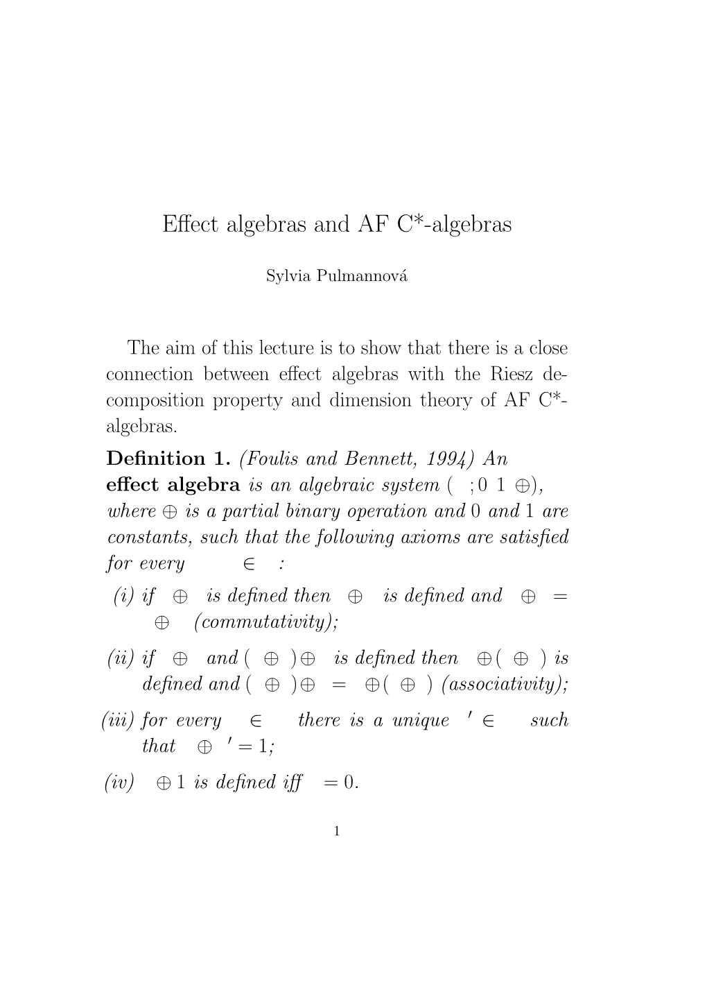 Effect Algebras and AF C