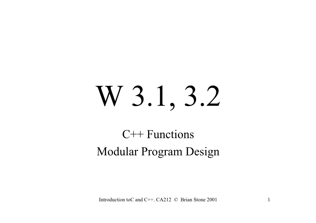 C++ Functions Modular Program Design