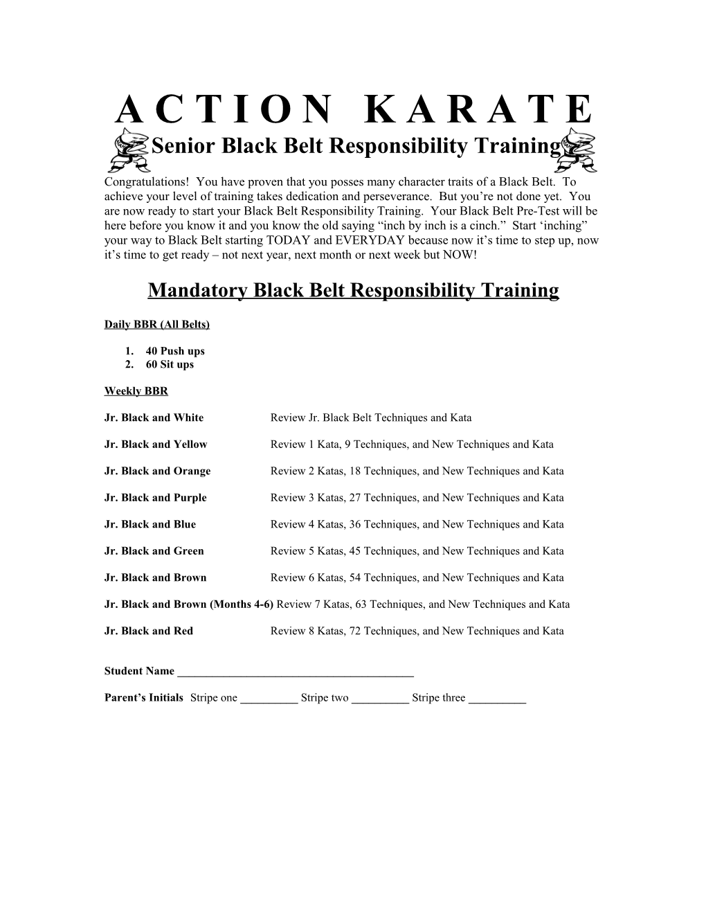 Senior Black Belt Responsibility Training