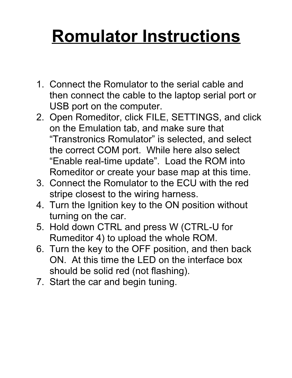 Romulator Instructions