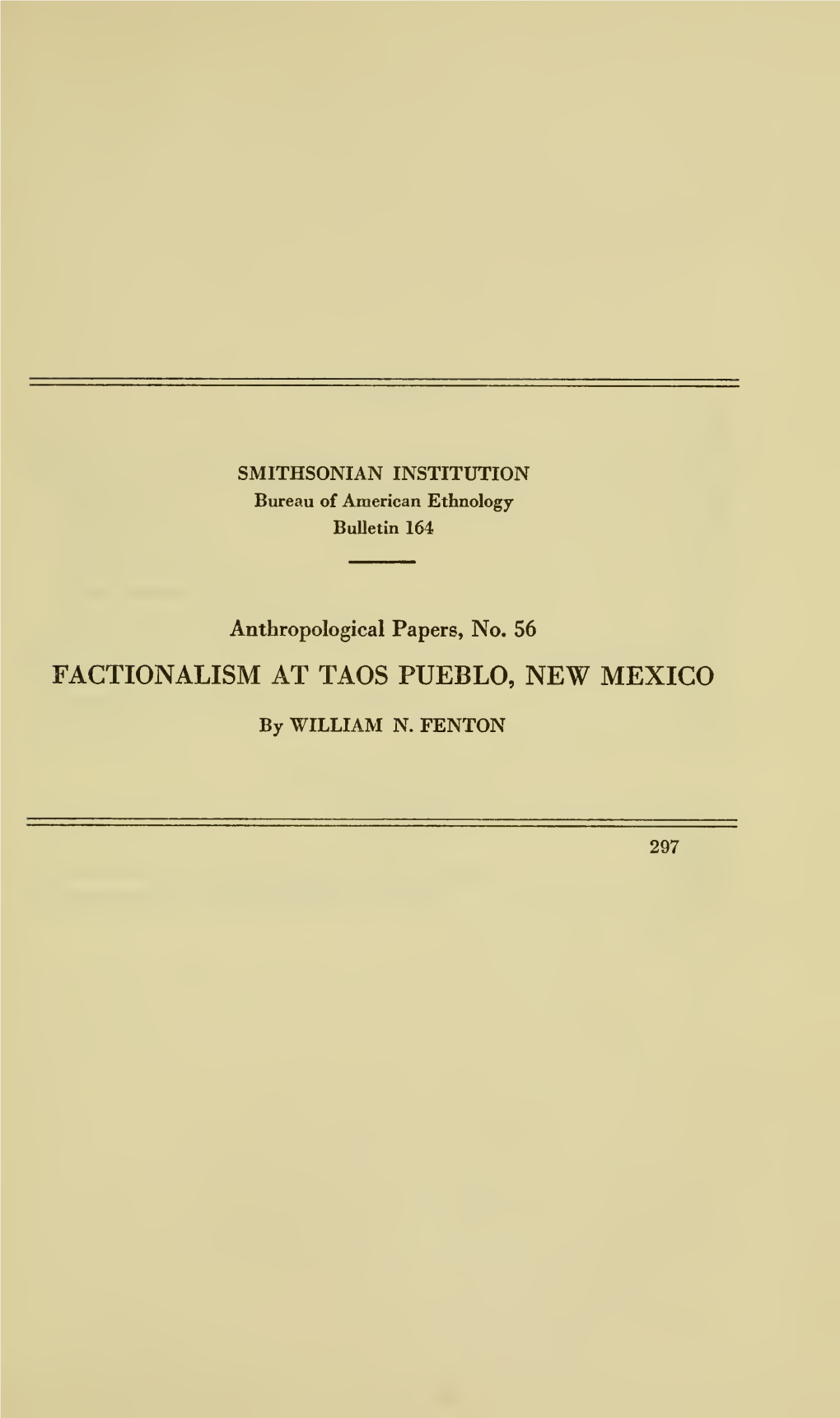 Factionalism at Taos Pueblo, New Mexico