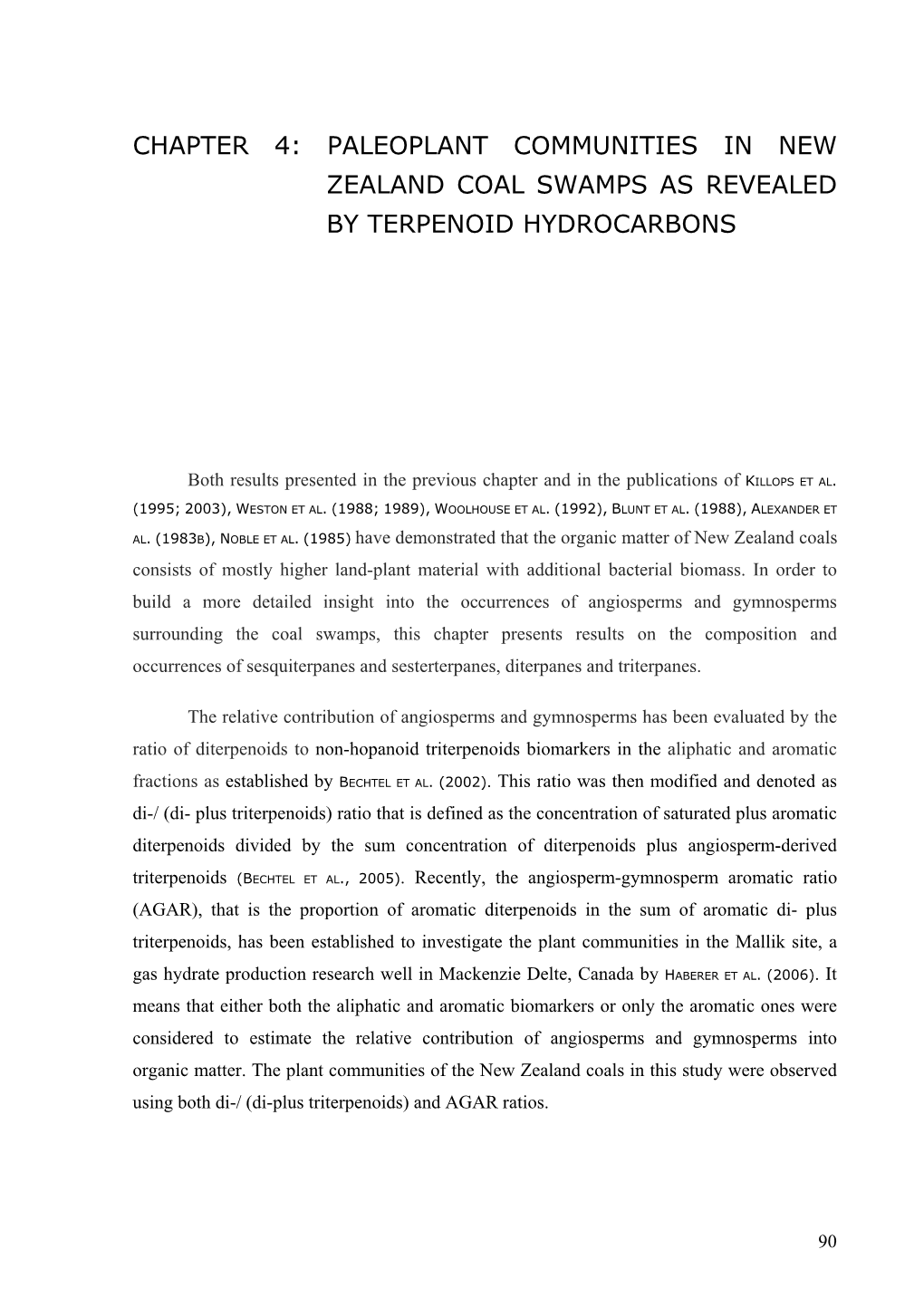 Chapter 4: Paleoplant Communities in New Zealand Coal Swamps As Revealed by Terpenoid Hydrocarbons