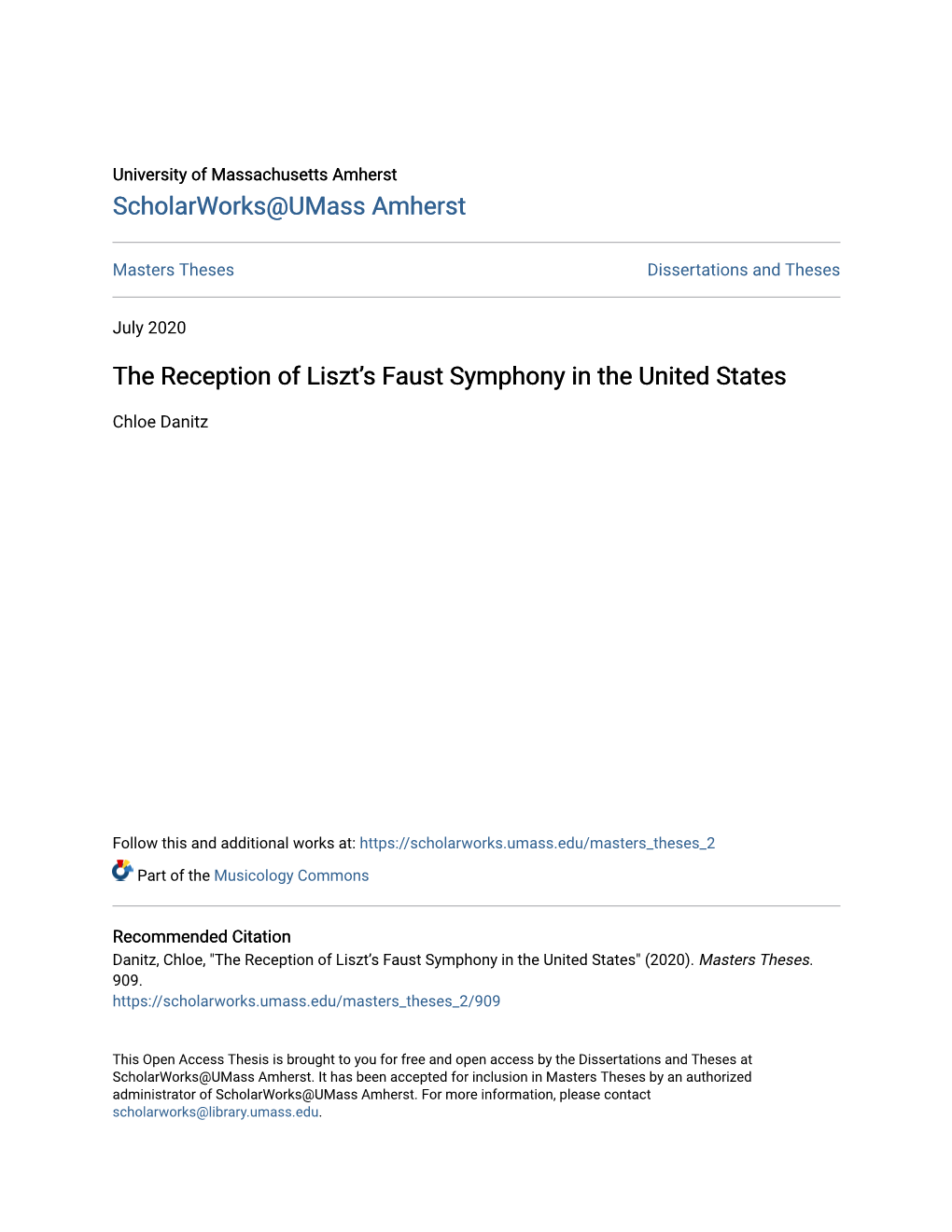 The Reception of Liszt's Faust Symphony in the United