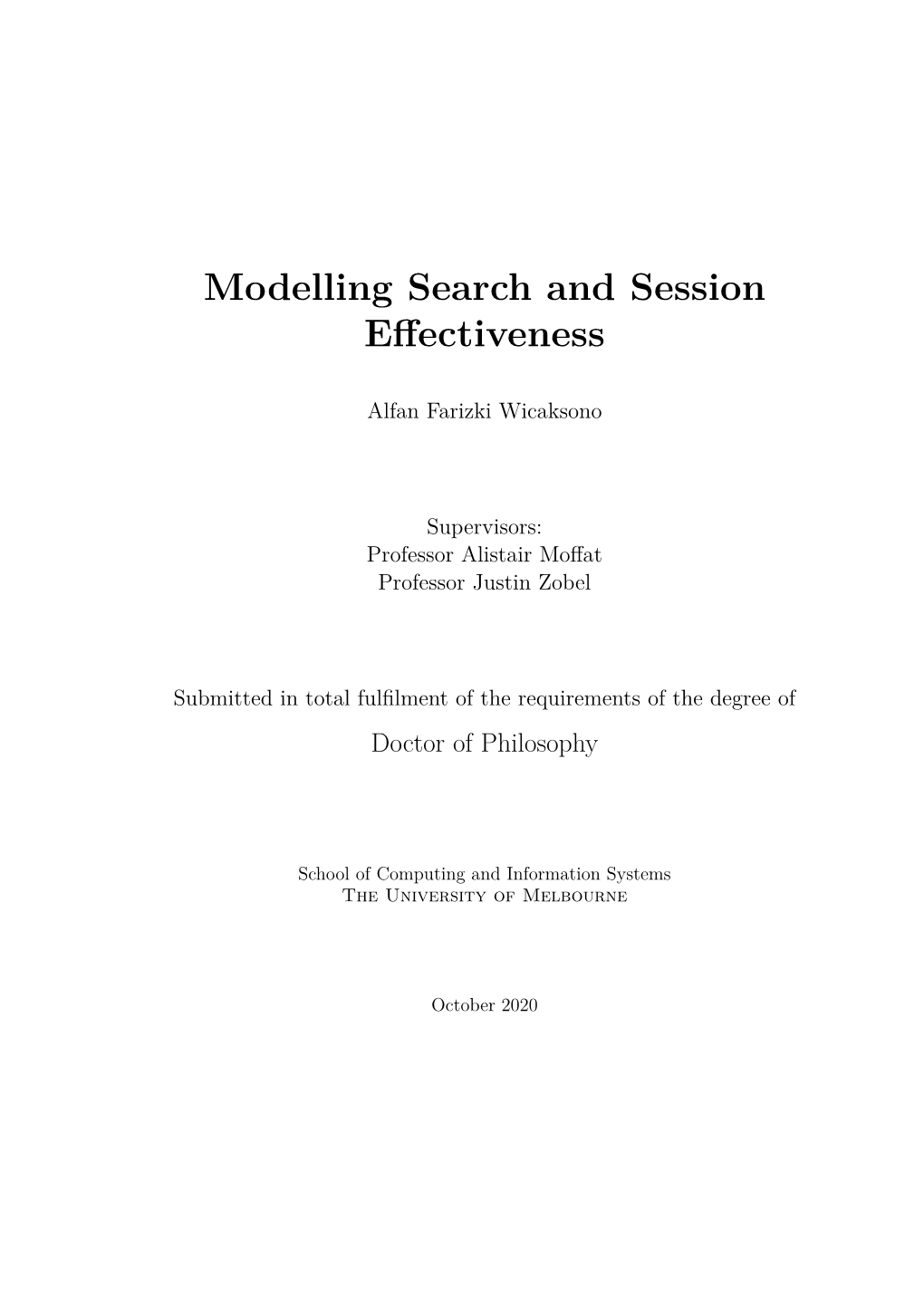Modelling Search and Session Effectiveness