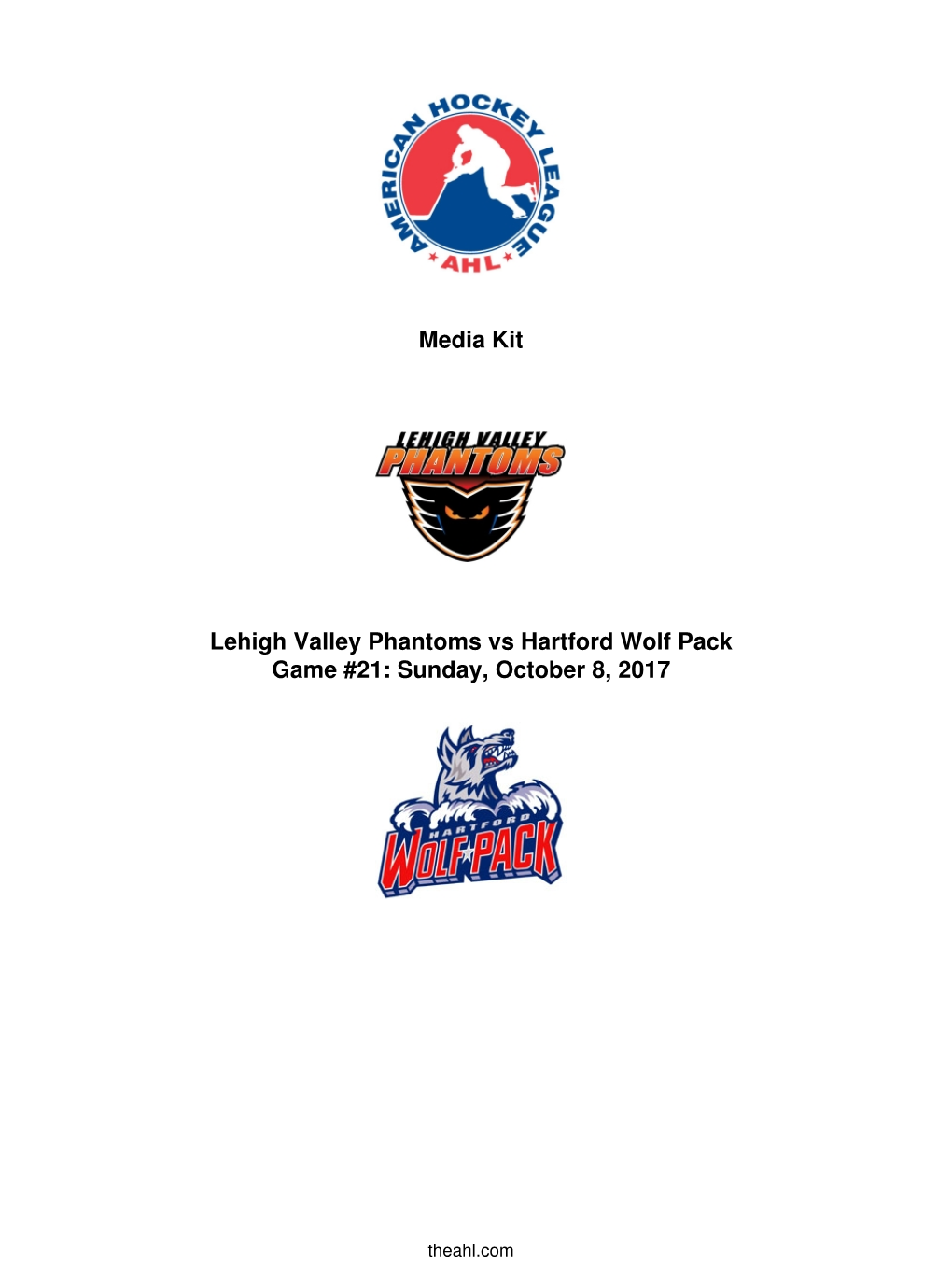 Media Kit Lehigh Valley Phantoms Vs Hartford Wolf Pack Game #21