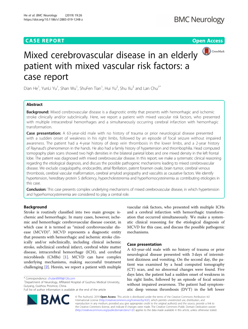 Mixed Cerebrovascular Disease in an Elderly Patient with Mixed Vascular