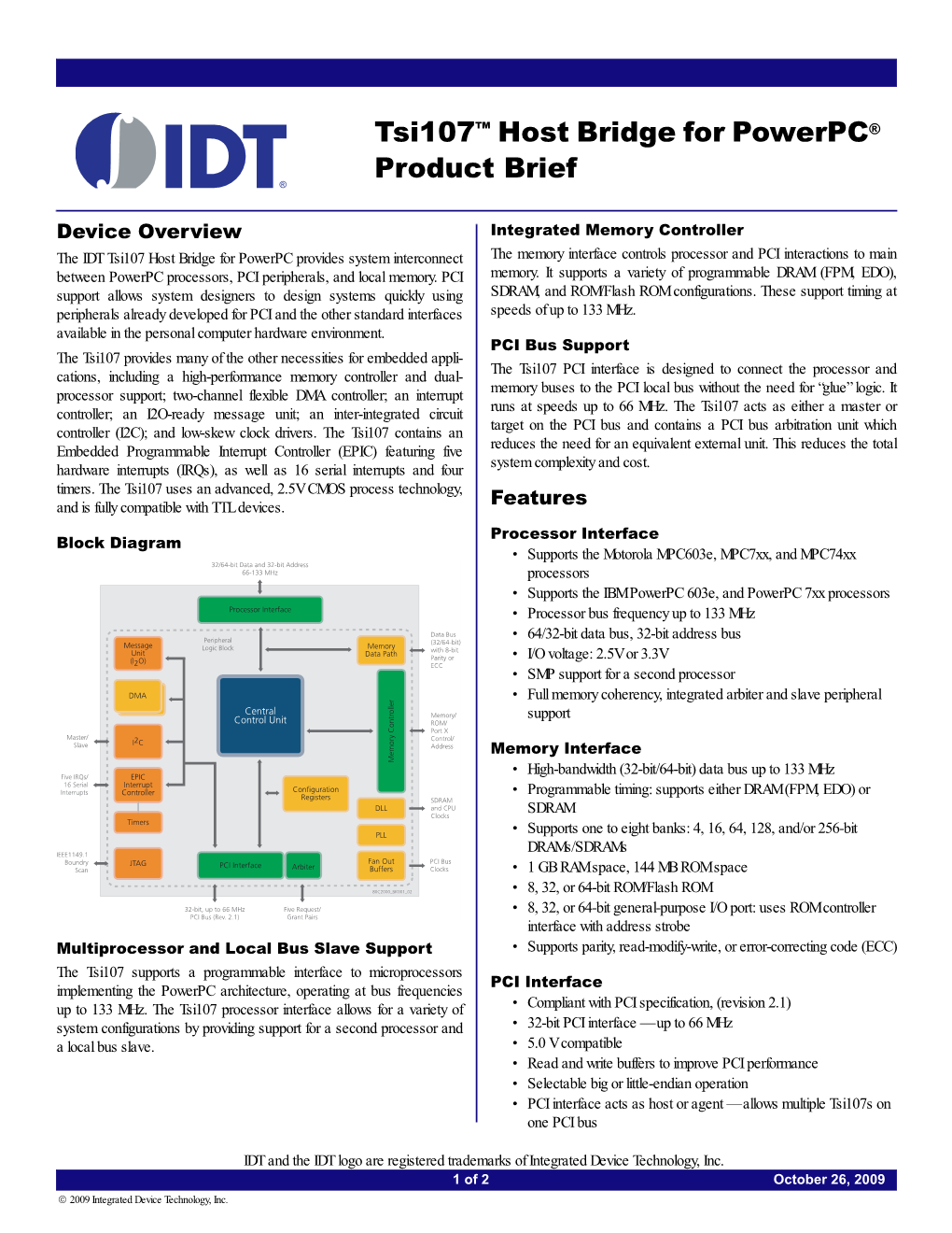 Tsi107 Host Bridge for Powerpc