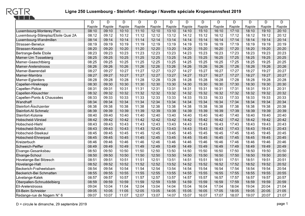 Steinfort - Redange / Navette Spéciale Kropemannsfest 2019