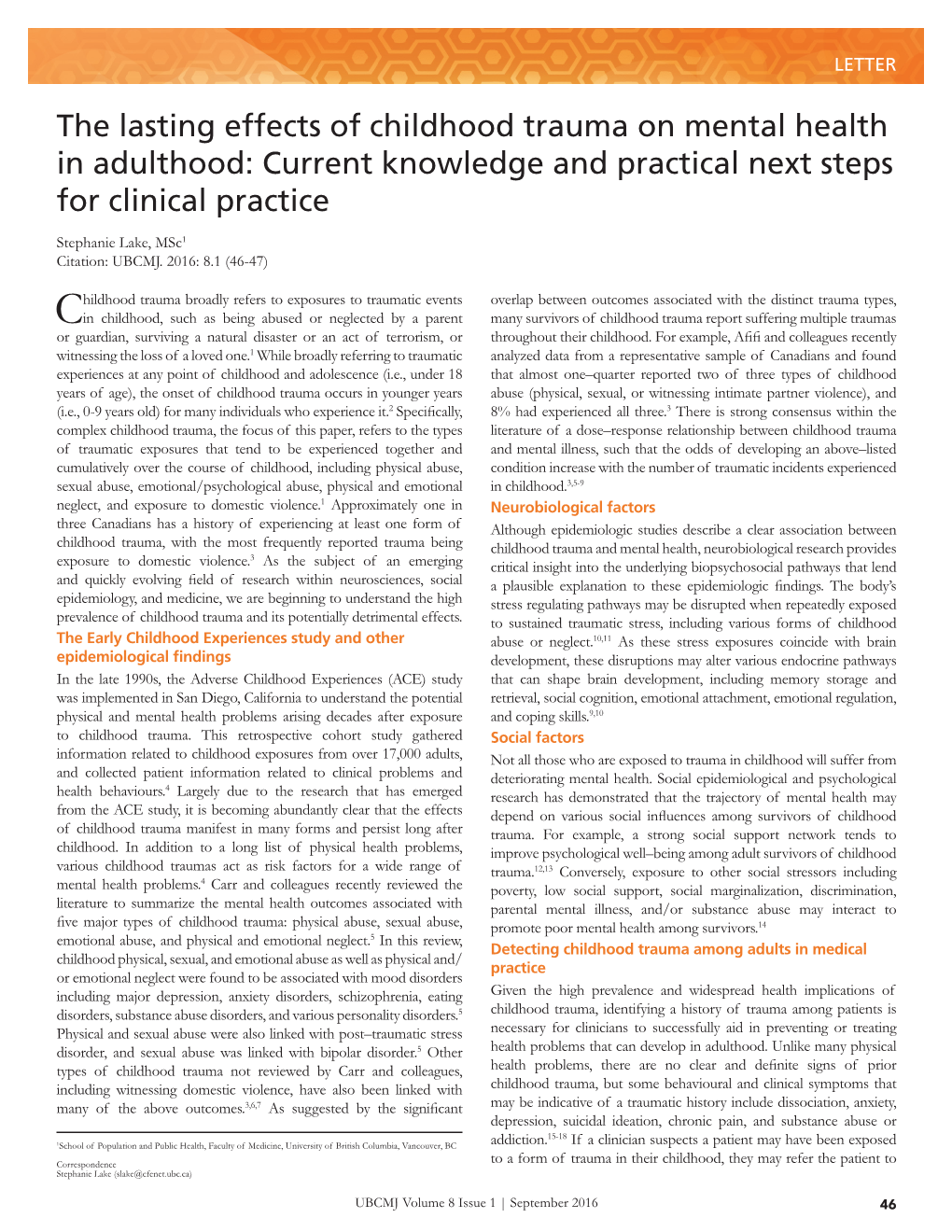 The Lasting Effects of Childhood Trauma on Mental Health in Adulthood: Current Knowledge and Practical Next Steps for Clinical Practice