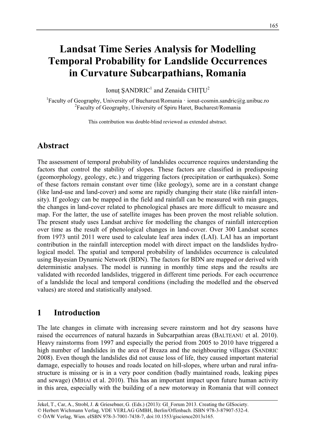 Landsat Time Series Analysis for Modelling Temporal Probability for Landslide Occurrences in Curvature Subcarpathians, Romania