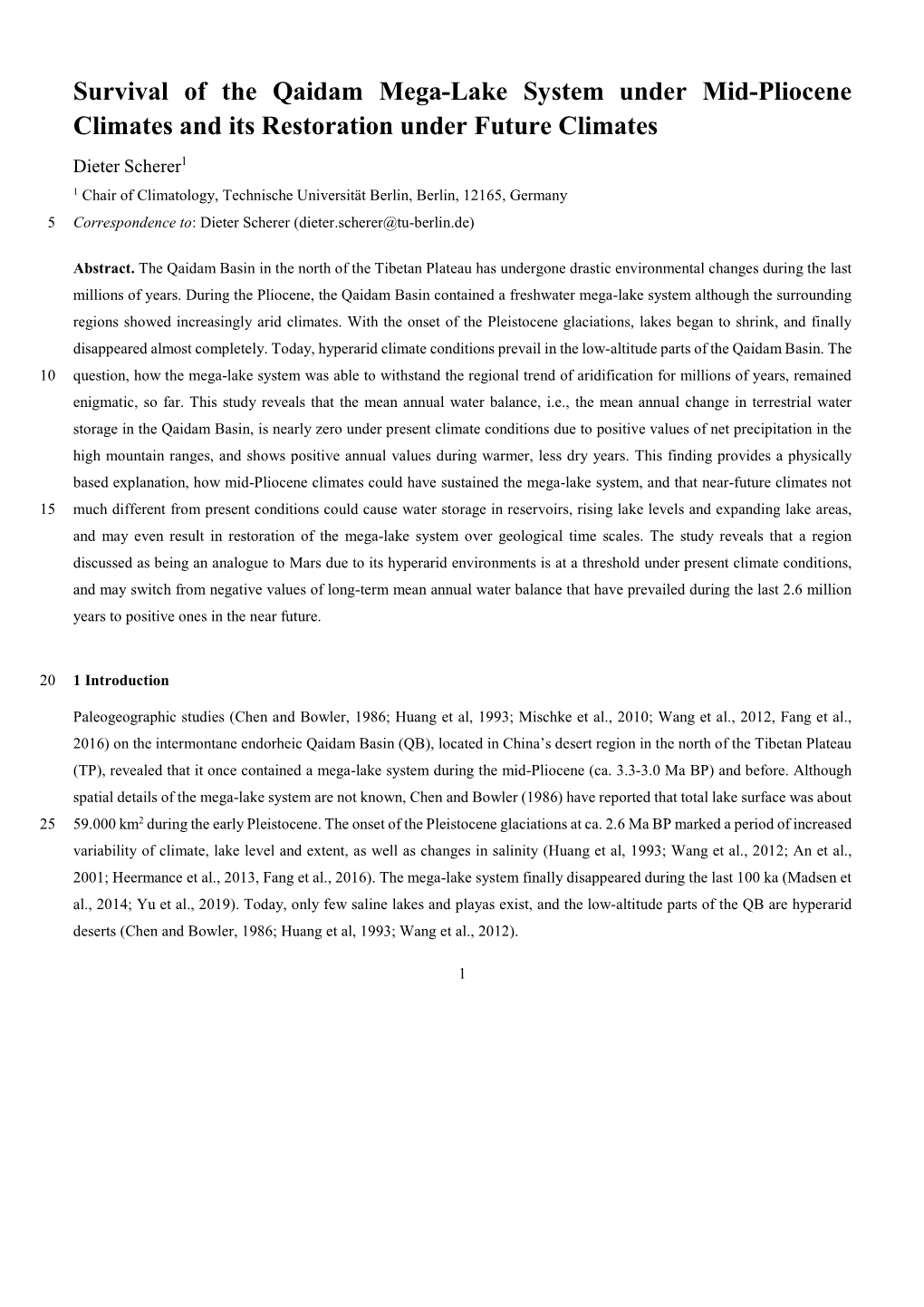 Survival of the Qaidam Mega-Lake System Under Mid-Pliocene Climates and Its Restoration Under Future Climates