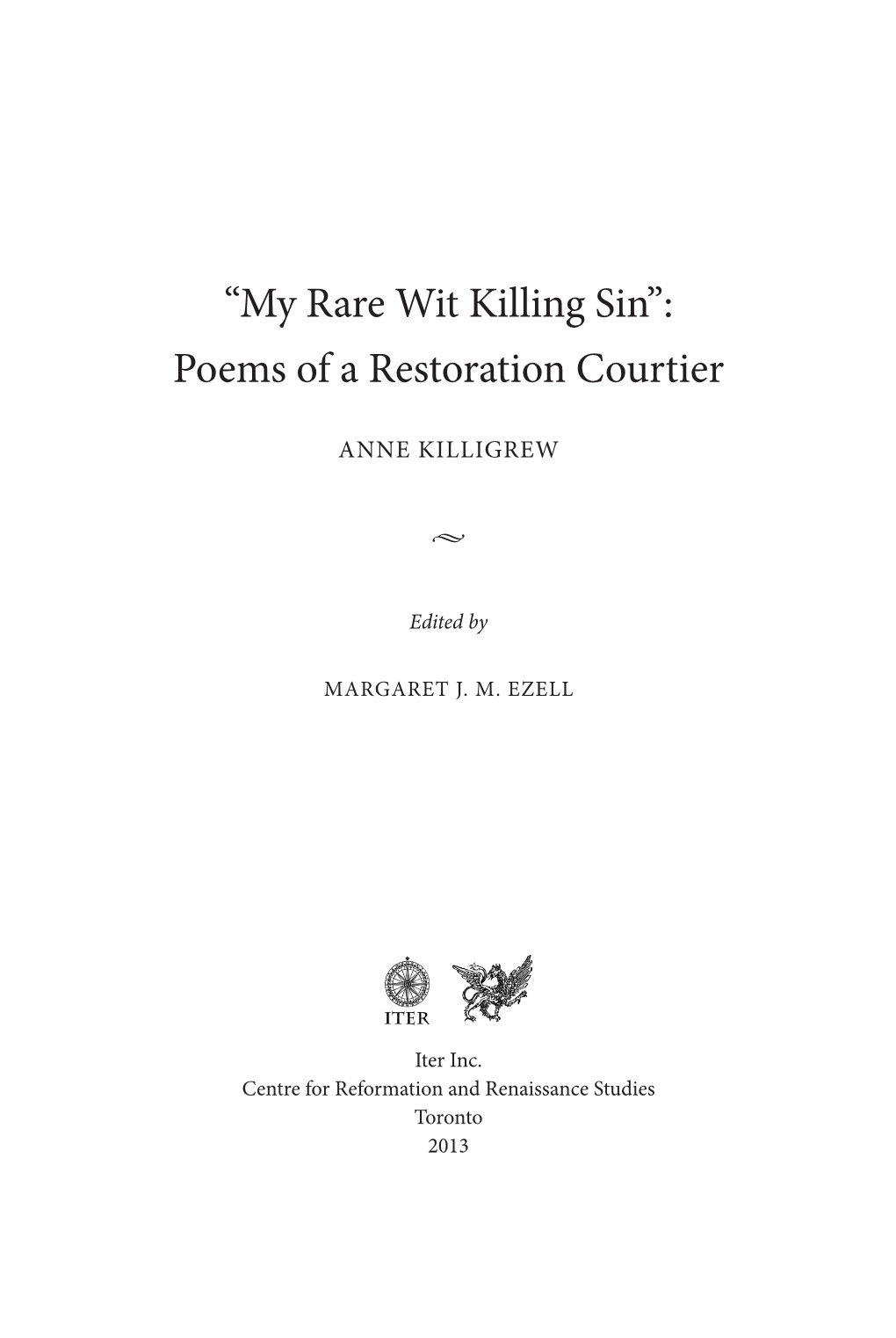 Poems of a Restoration Courtier