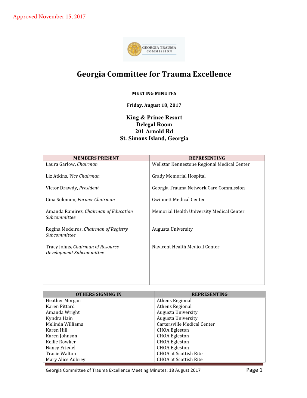 Georgia Committee for Trauma Excellence