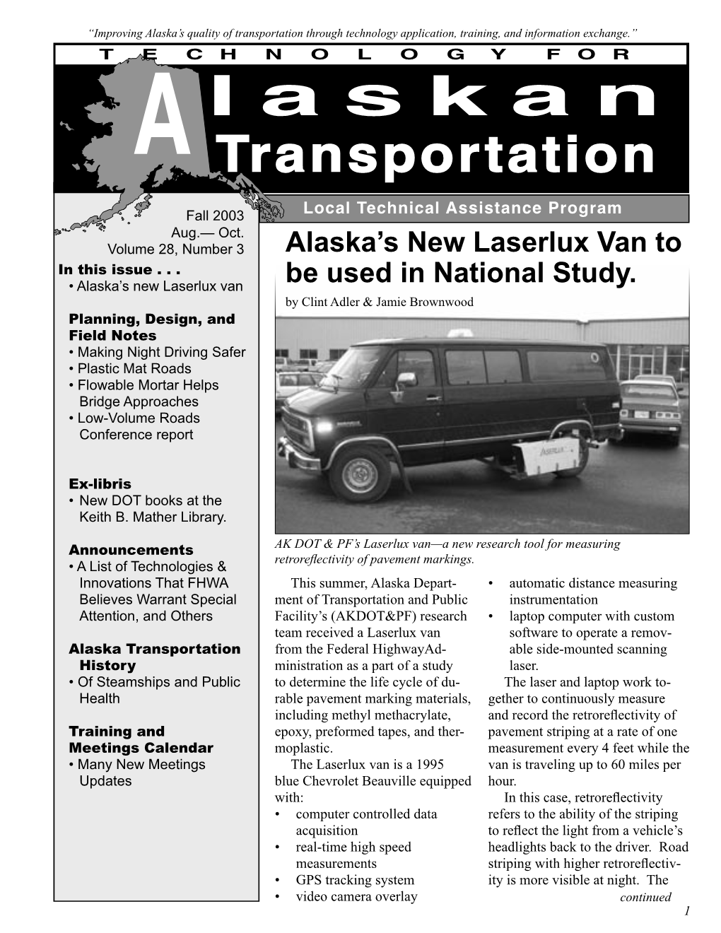 Alaskan Transportation Winter 2002, Vol