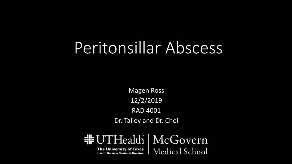 Peritonsillar Abscess