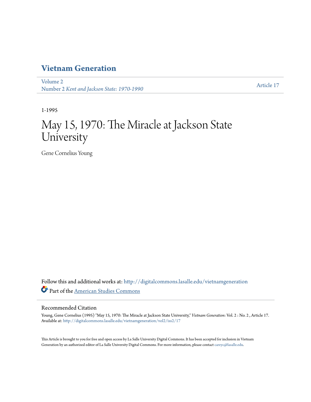 The Miracle at Jackson State University