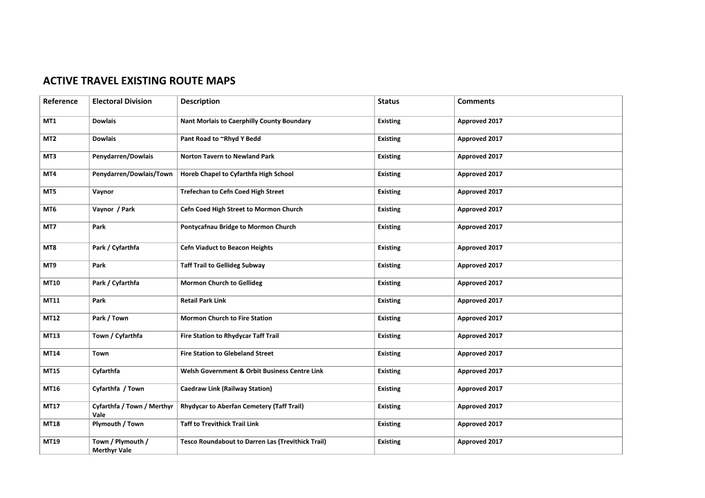 Active Travel Existing Route Maps