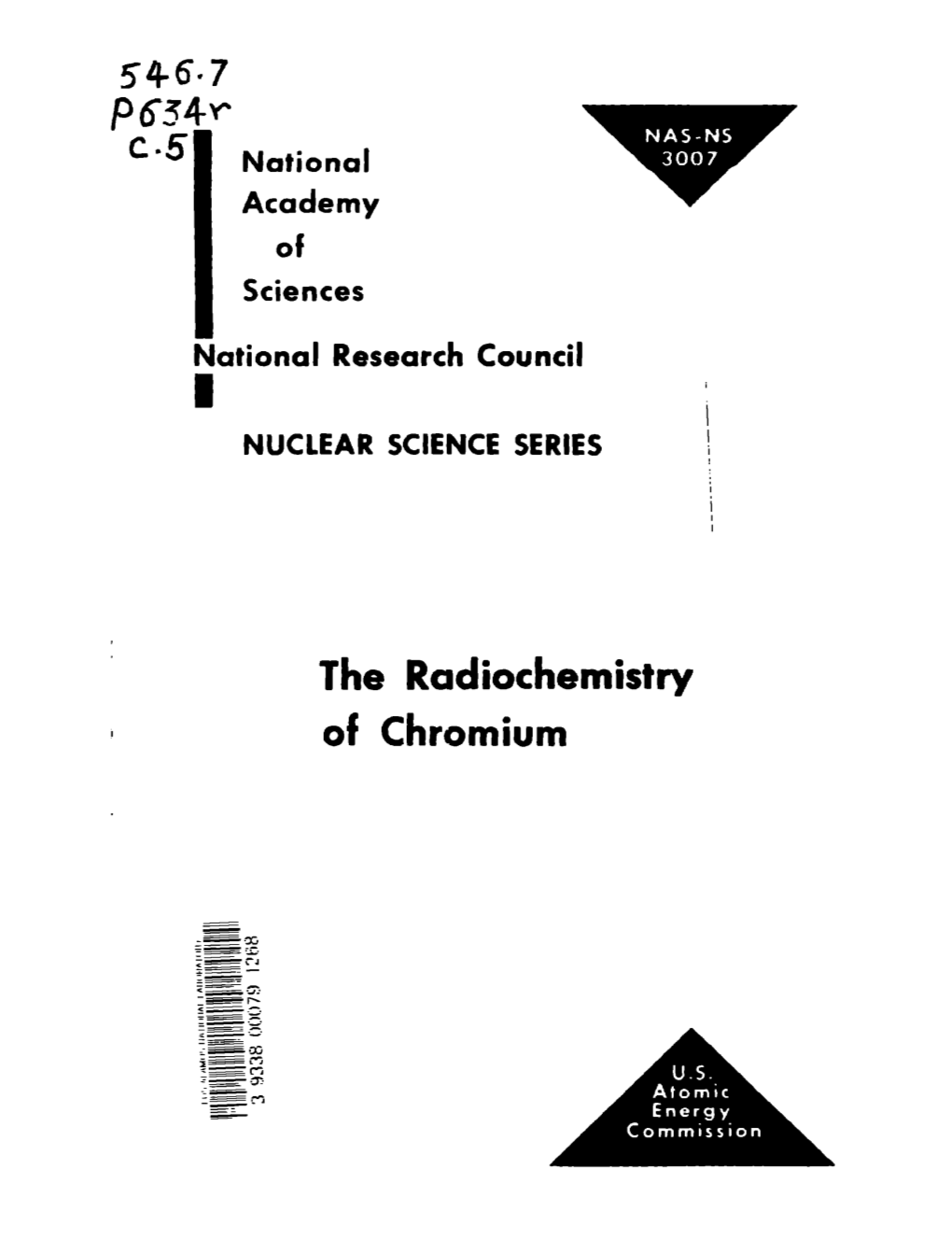 The Radiochemistry of Chromium COMMITTEE on NUCLEAR SCIENCE