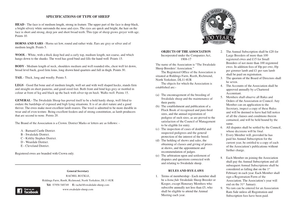 Specifications of Type of Sheep