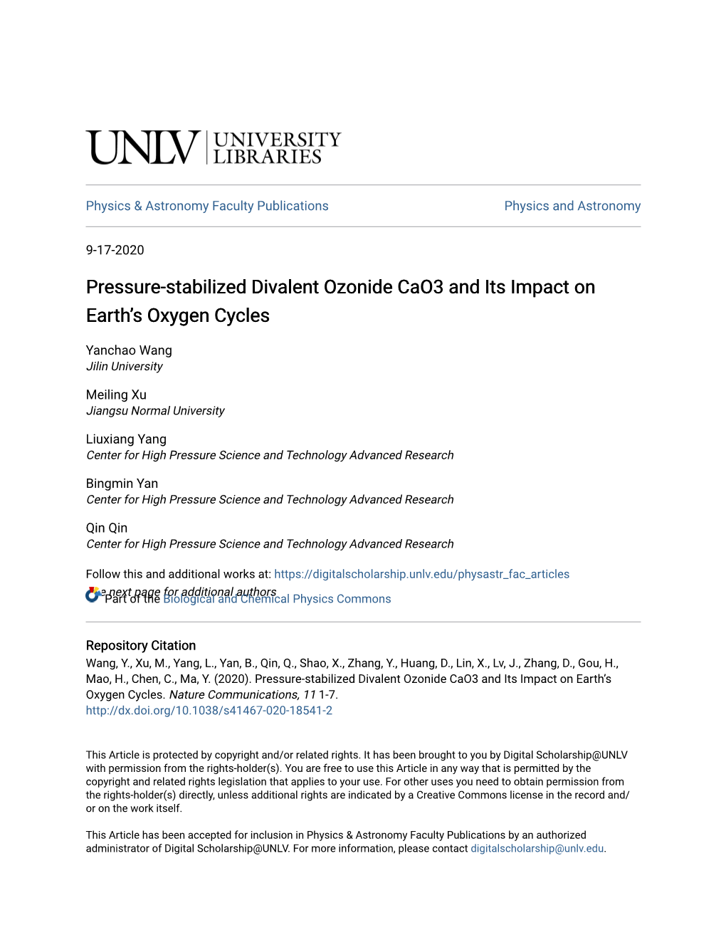 Pressure-Stabilized Divalent Ozonide Cao3 and Its Impact on Earthâ•Žs