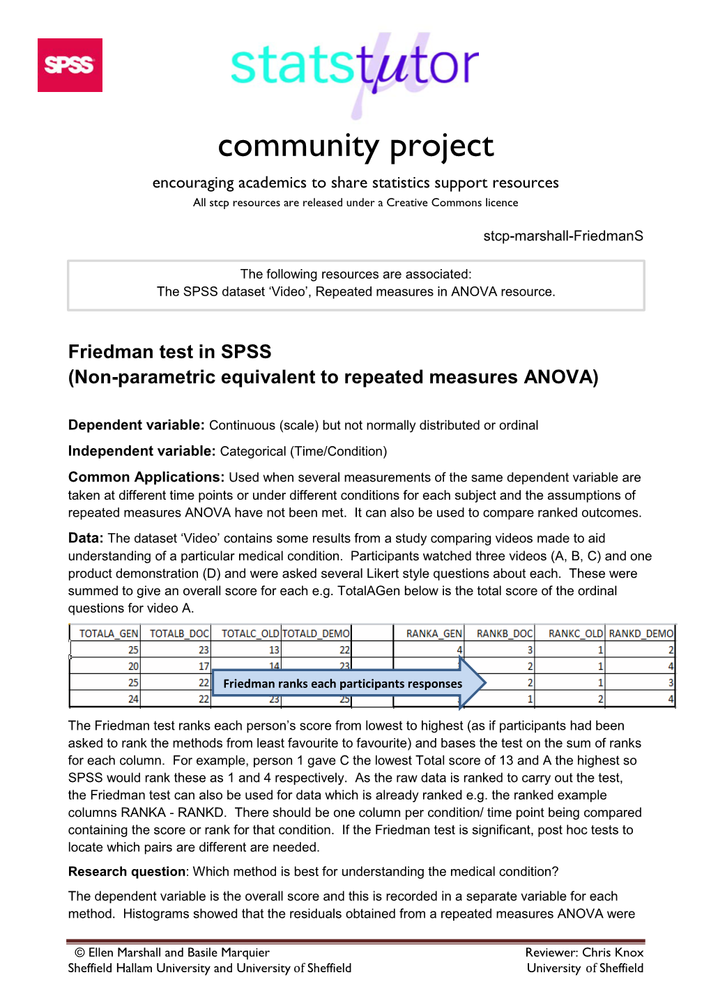 Friedman Test in SPSS (Non-Parametric Equivalent to Repeated Measures ANOVA)