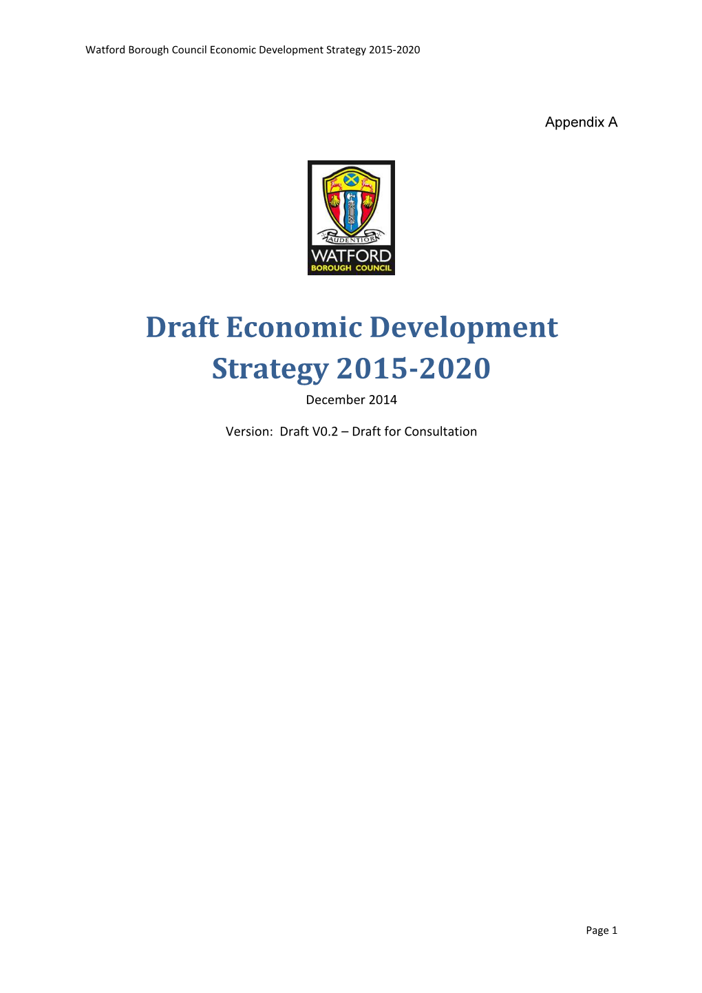 Draft Economic Development Strategy 2015-2020 December 2014