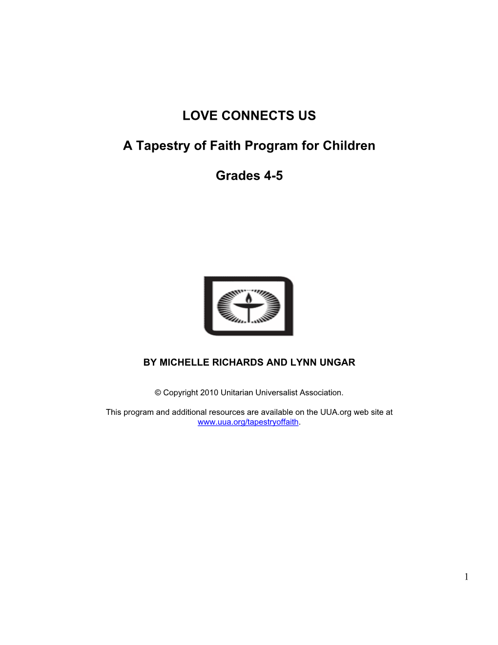 LOVE CONNECTS US a Tapestry of Faith Program for Children Grades