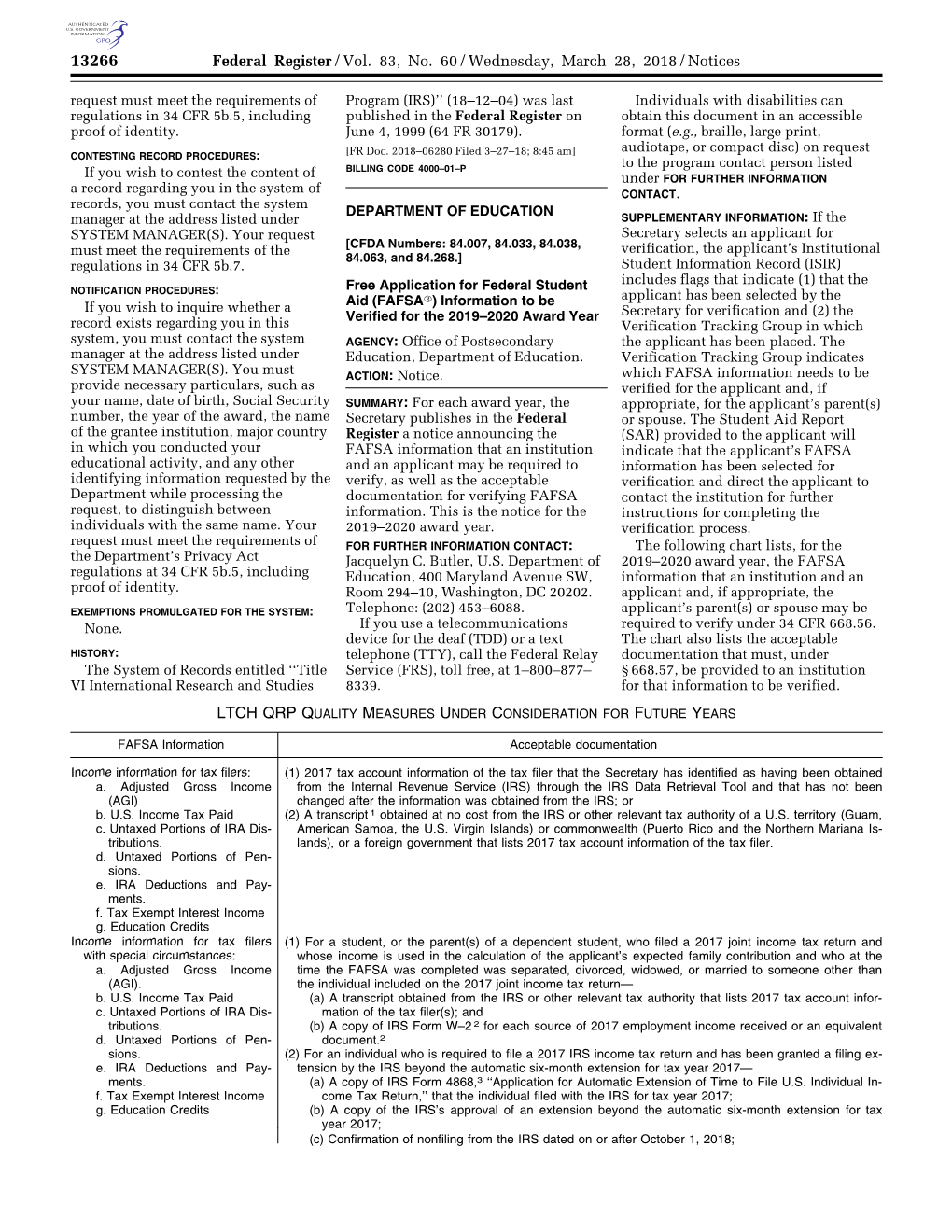 Federal Register/Vol. 83, No. 60/Wednesday, March 28, 2018